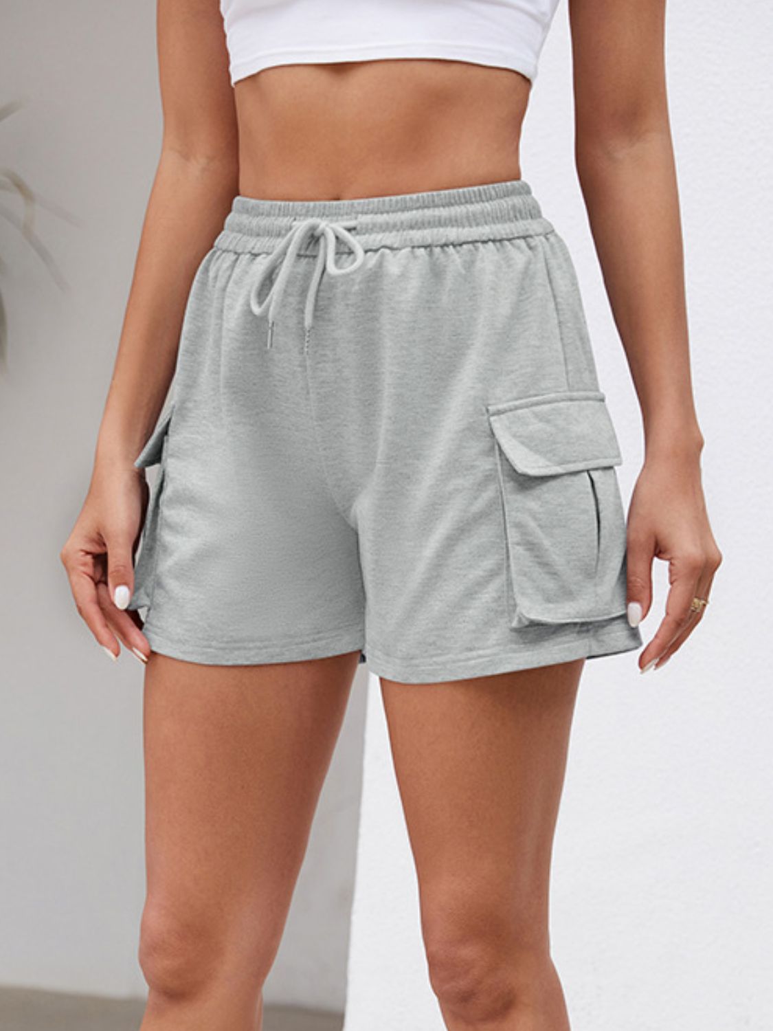 Drawstring Elastic Waist Shorts with Pockets - ClozArt