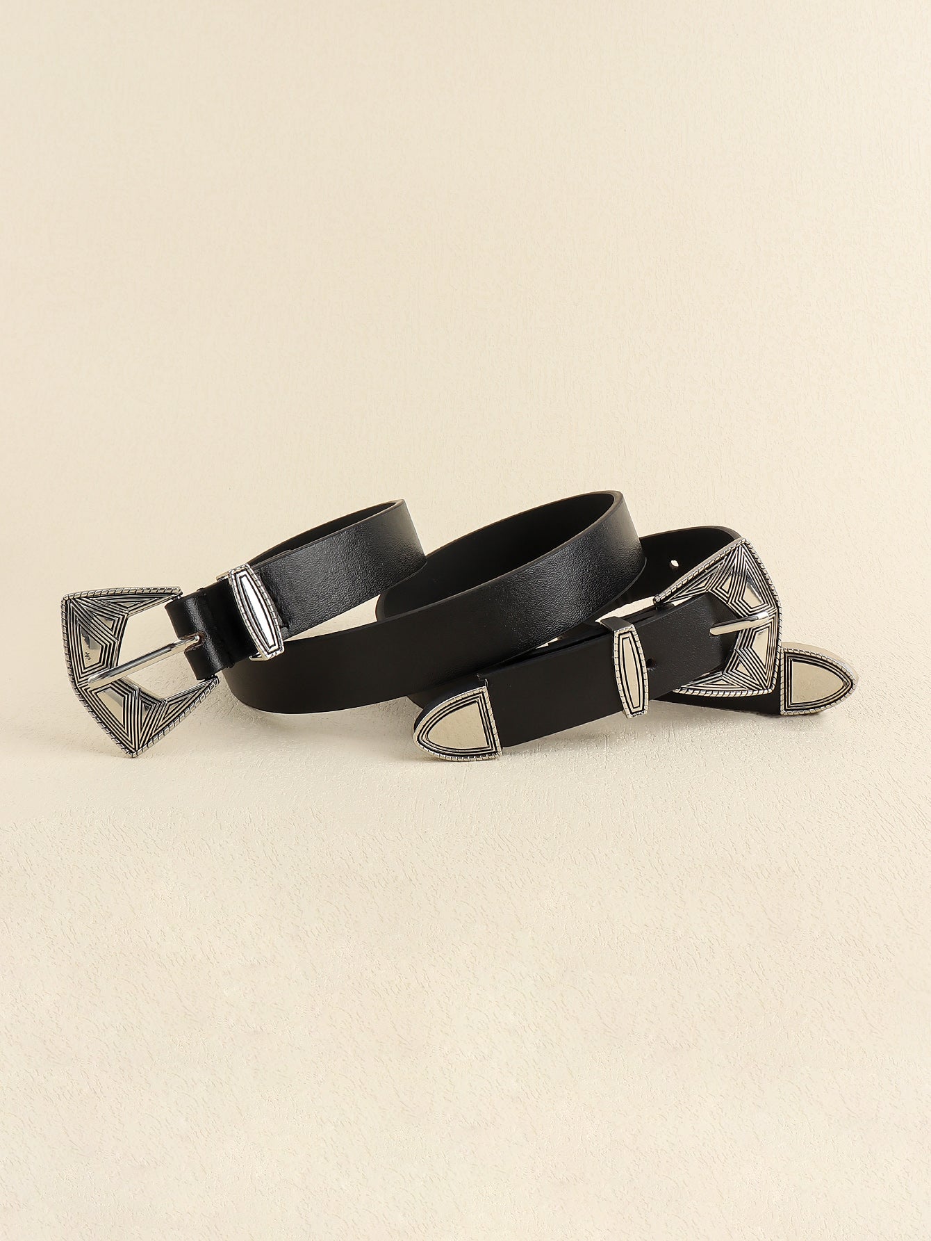 Double Buckle PU Leather Belt - ClozArt