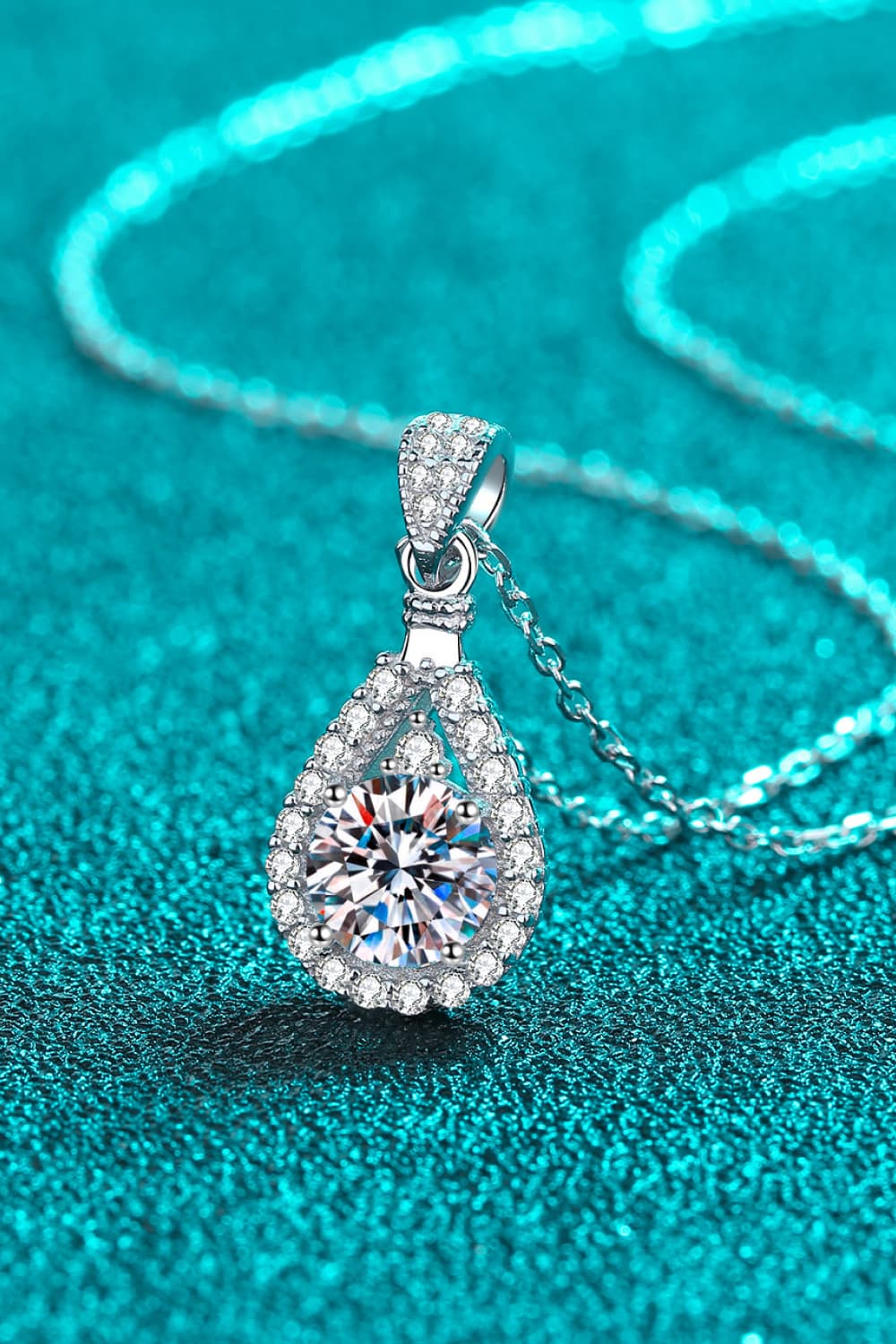 2 Carat Moissanite Teardrop Pendant 925 Sterling Silver Necklace - ClozArt