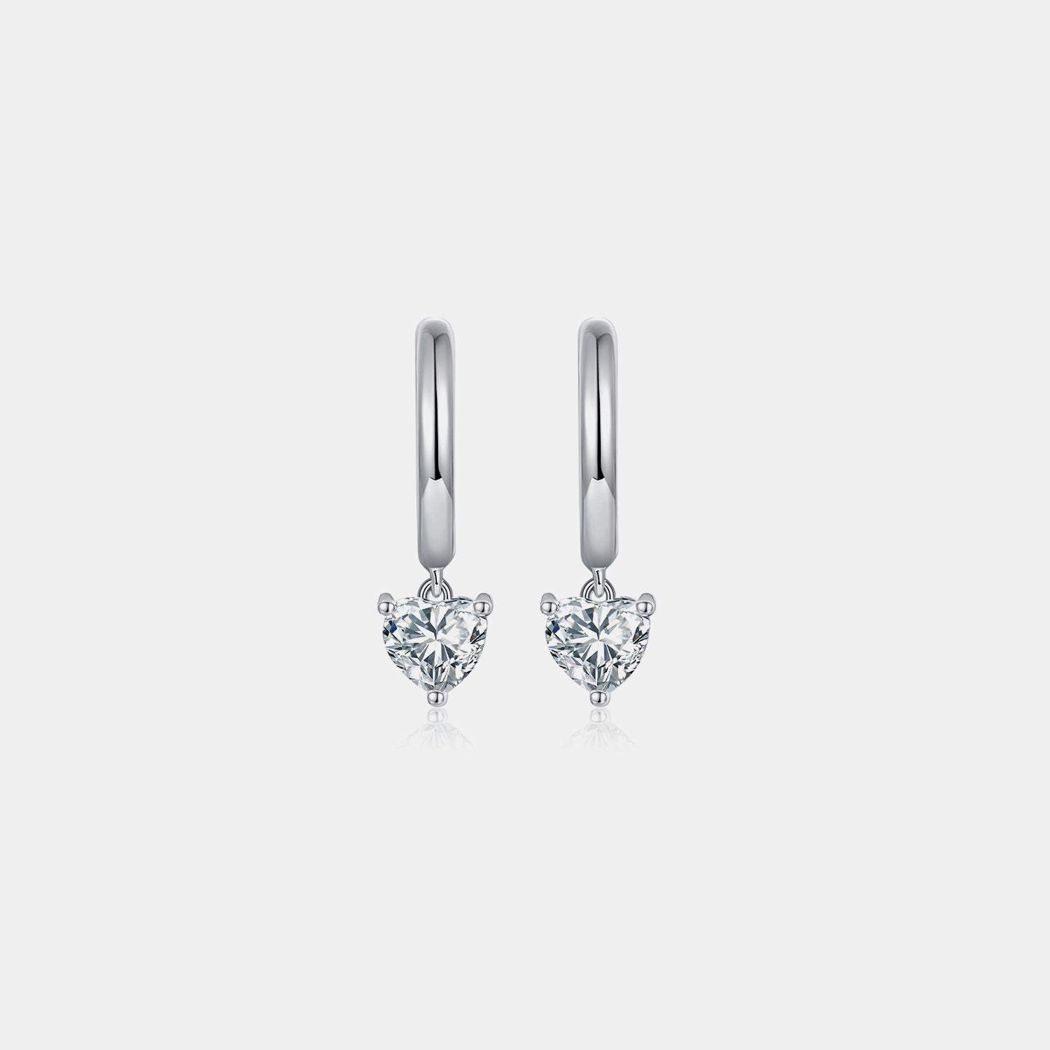 1 Carat Moissanite 925 Sterling Silver Heart Earrings - ClozArt