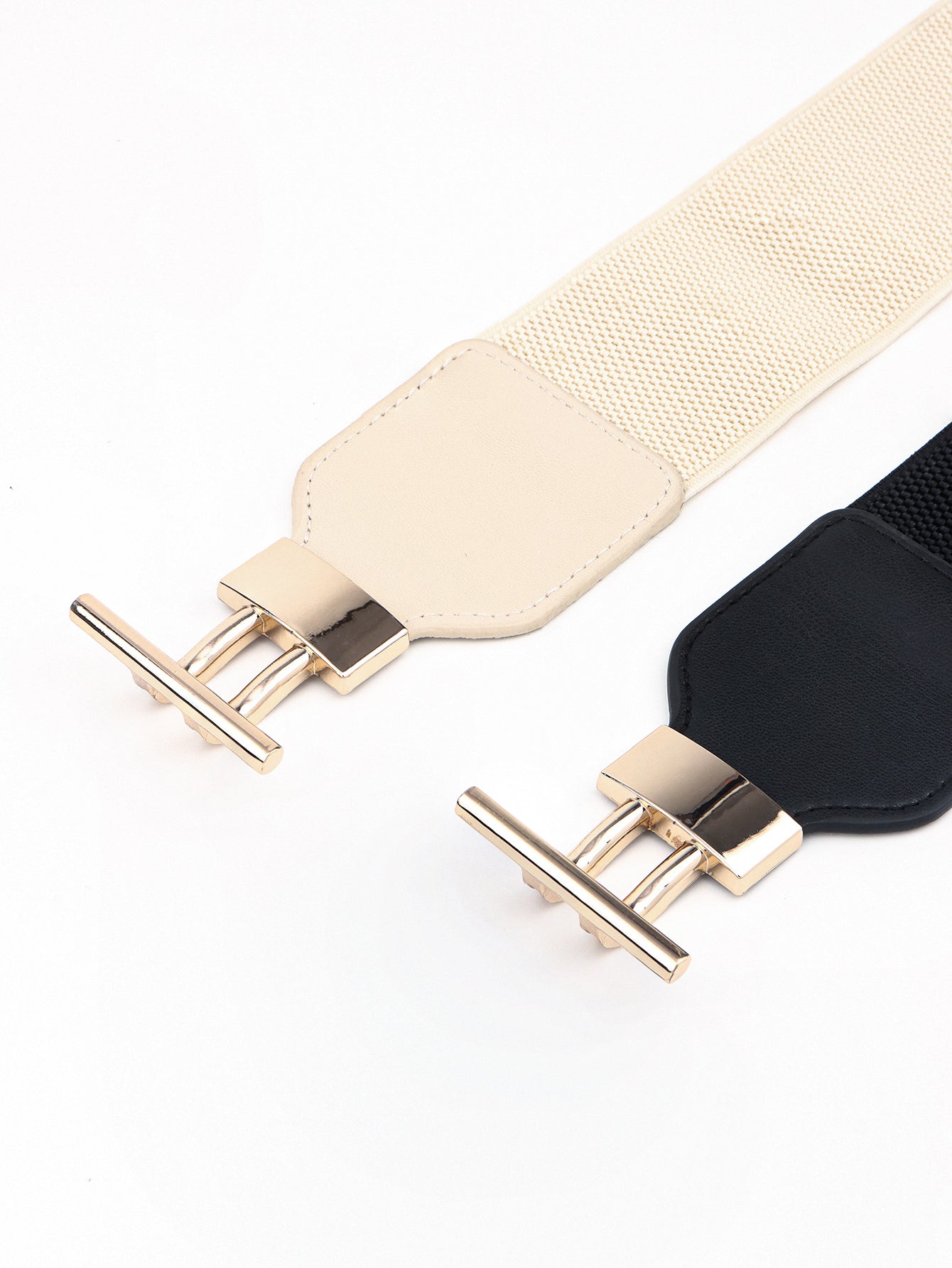 PU Elastic Wide Belt with Alloy Buckle - ClozArt