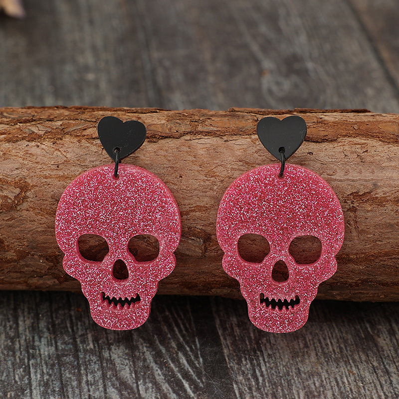 Acrylic Skeleton & Heart Earrings - ClozArt