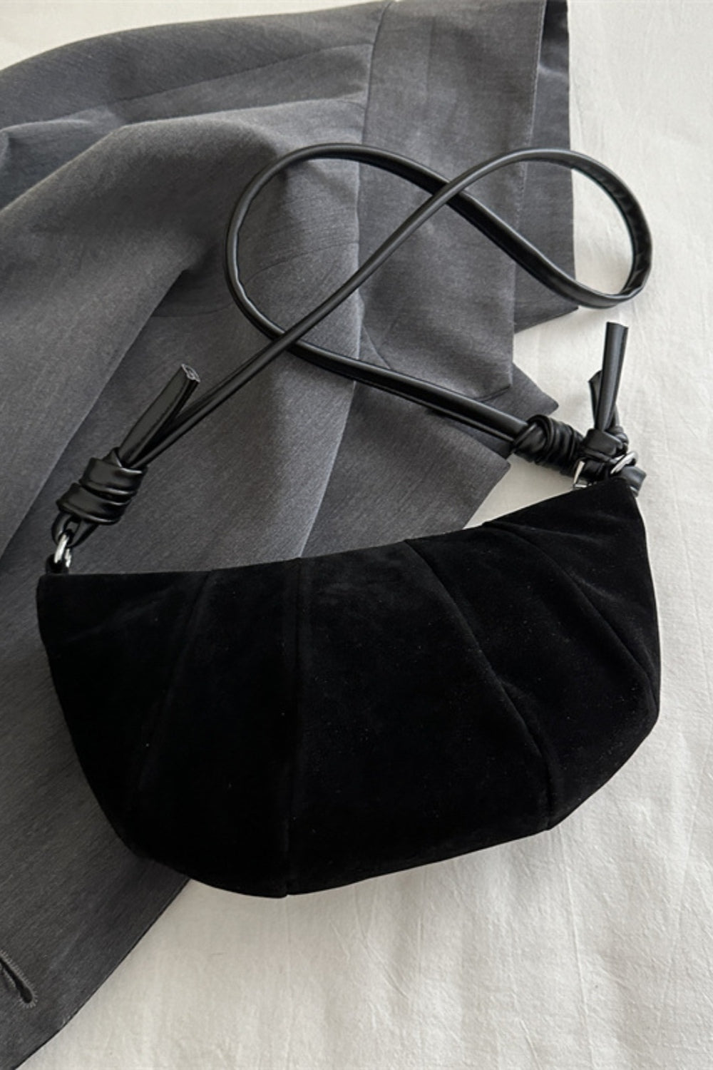 Suede Croissant Shape Shoulder Bag - ClozArt