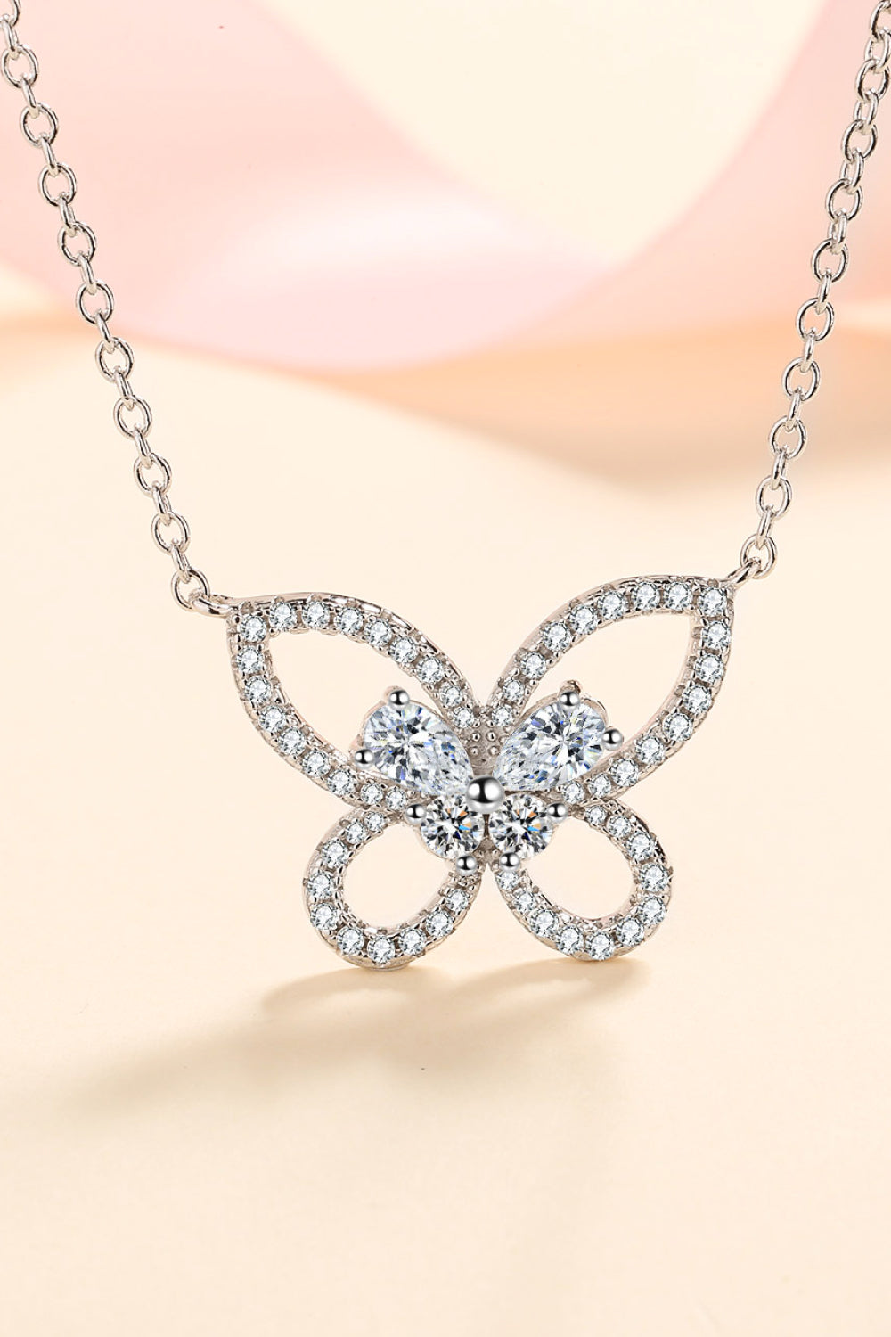 Moissanite Butterfly Pendant Necklace - ClozArt