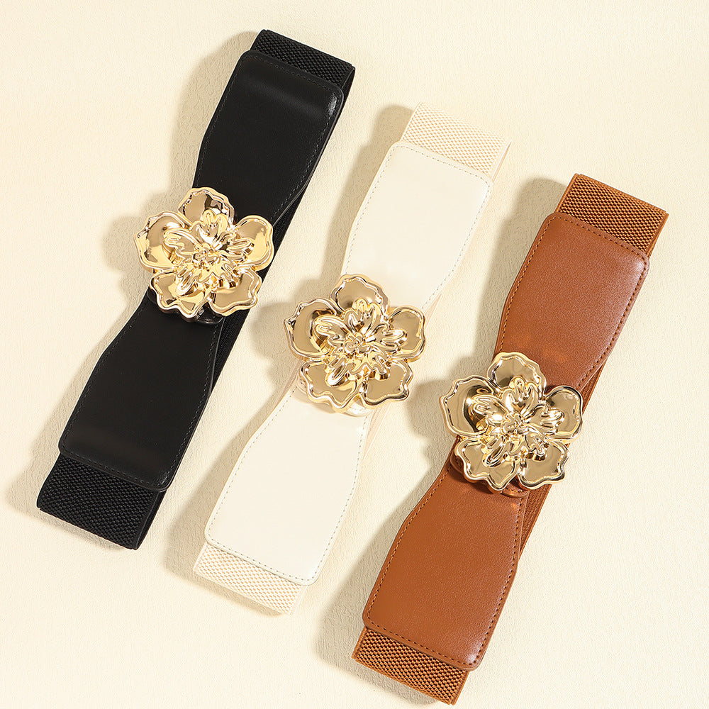 Flower Alloy Buckle Elastic Belt - ClozArt