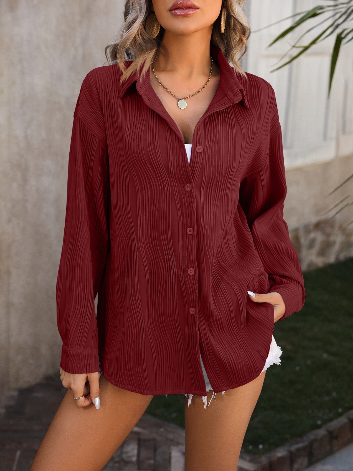 Mandy Button Up Dropped Shoulder Shirt