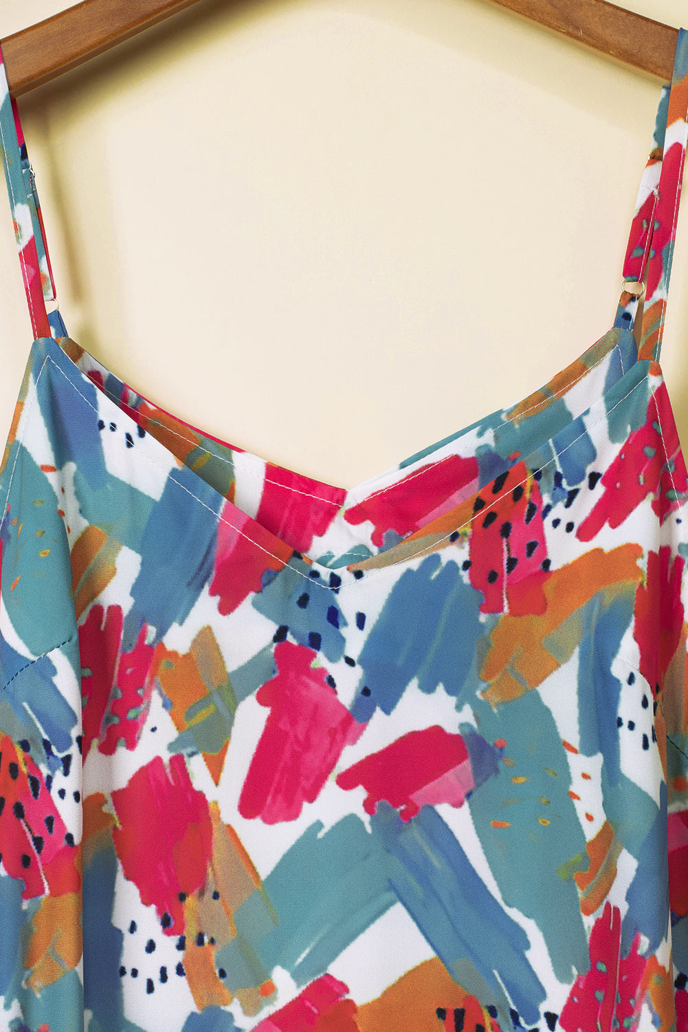 Printed V-Neck Spaghetti Strap Dress - ClozArt