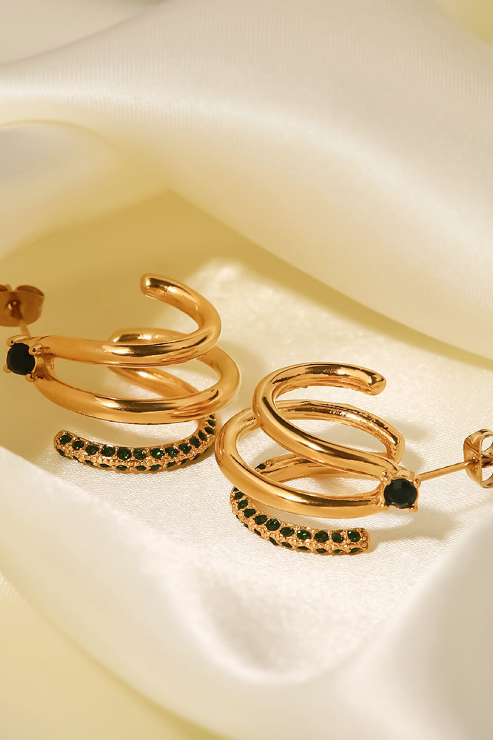 18K Gold Plated Cubic Zirconia Wrap C-Hoop Earrings - ClozArt