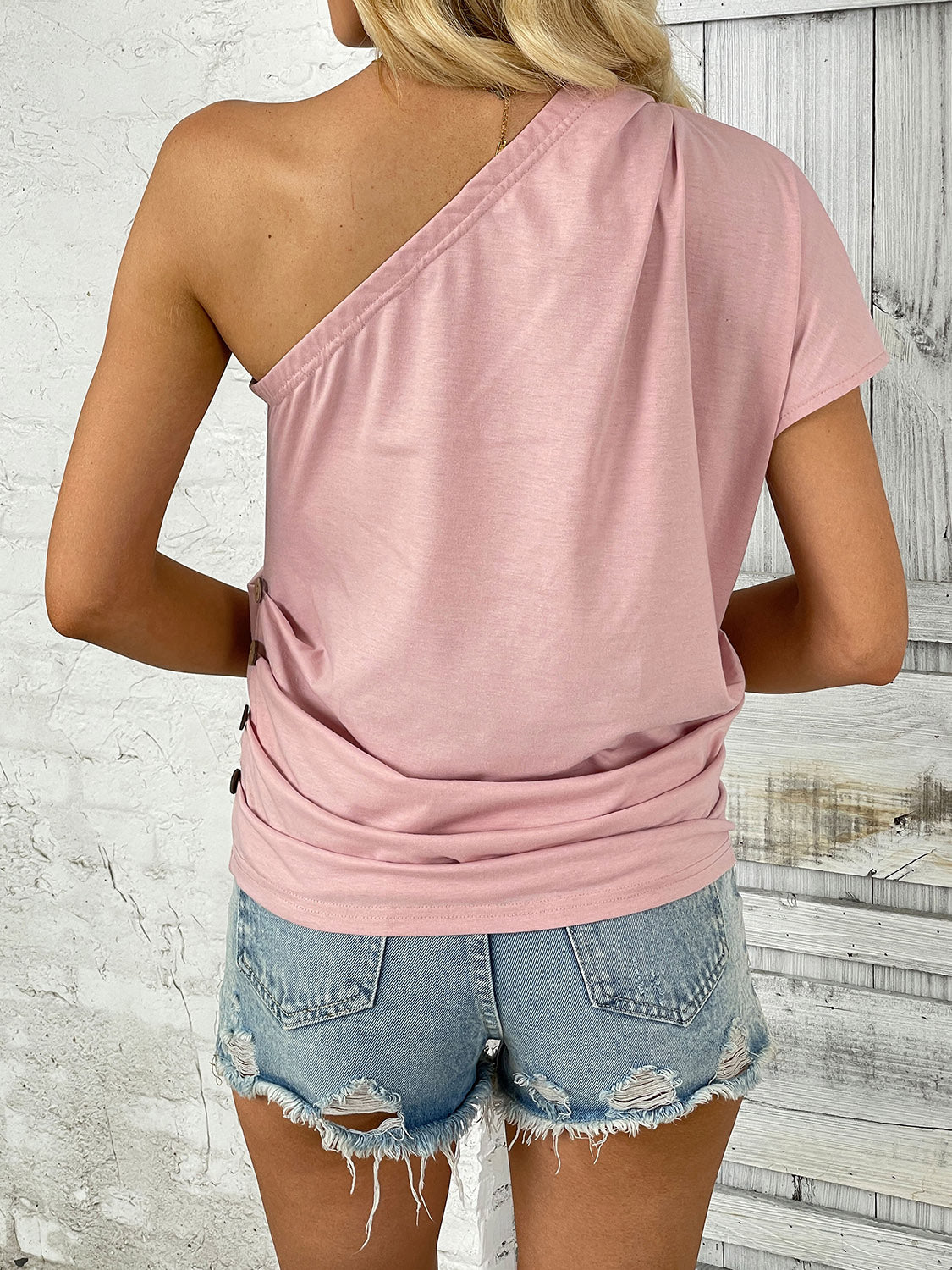 Perfee One Shoulder Short Sleeve T-Shirt