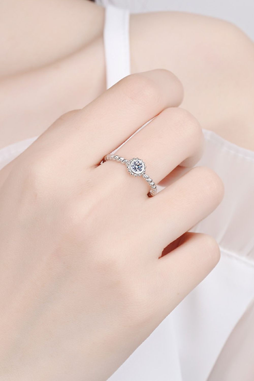 Moissanite Rhodium-Plated Ring - ClozArt