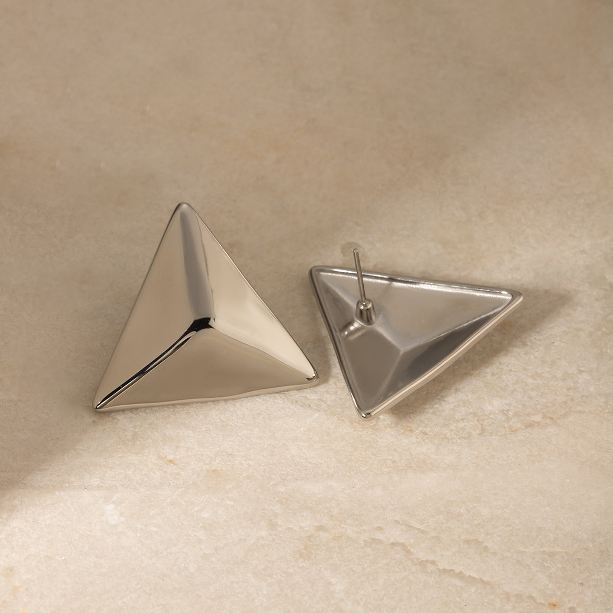 Stainless Steel 3D Triangle Earrings - ClozArt