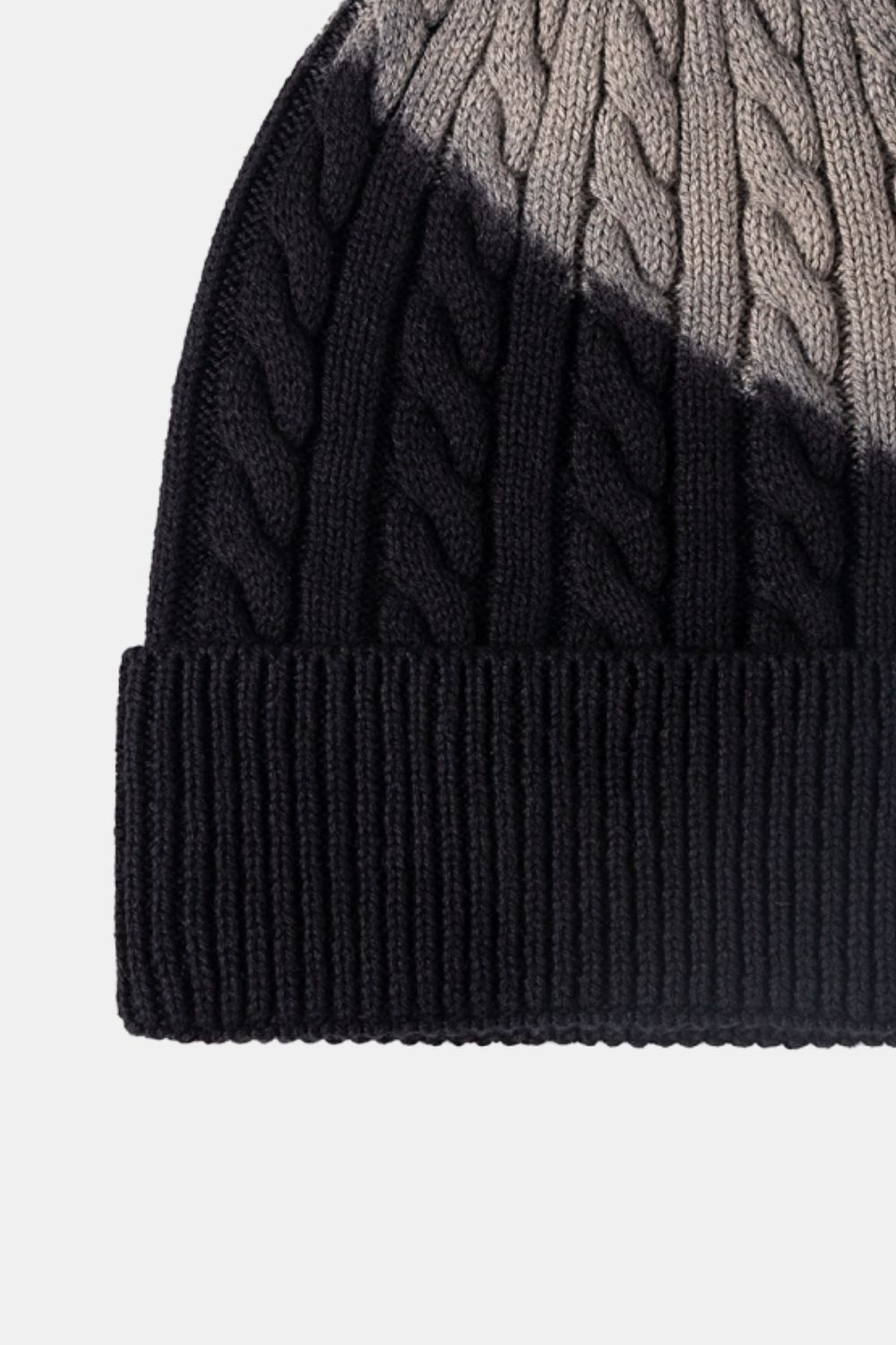 Contrast Tie-Dye Cable-Knit Cuffed Beanie - ClozArt