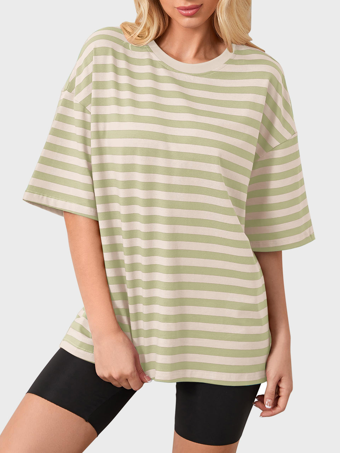 Striped Round Neck Half Sleeve T-Shirt