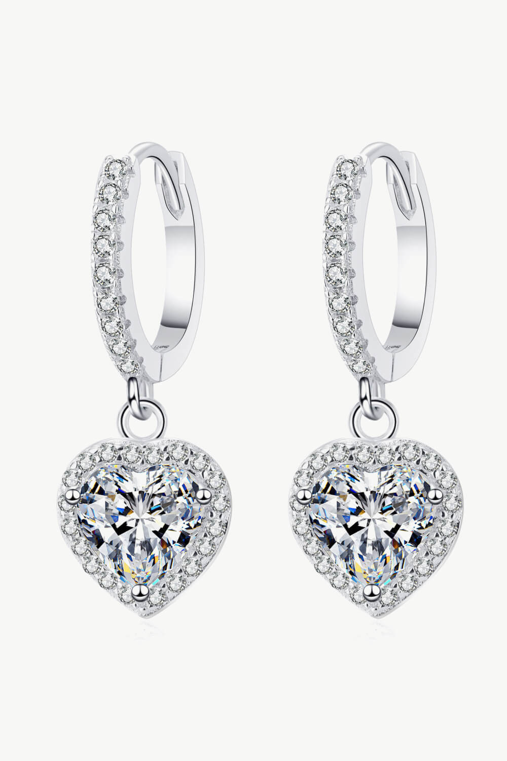 Moissanite Heart-Shaped Drop Earrings - ClozArt