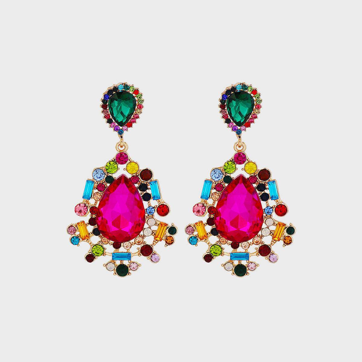 Teardrop Shape Rhinestone Alloy Dangle Earrings - ClozArt