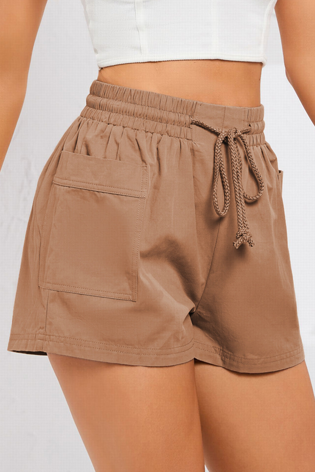 Drawstring Smocked Waist Pocketed Shorts - ClozArt