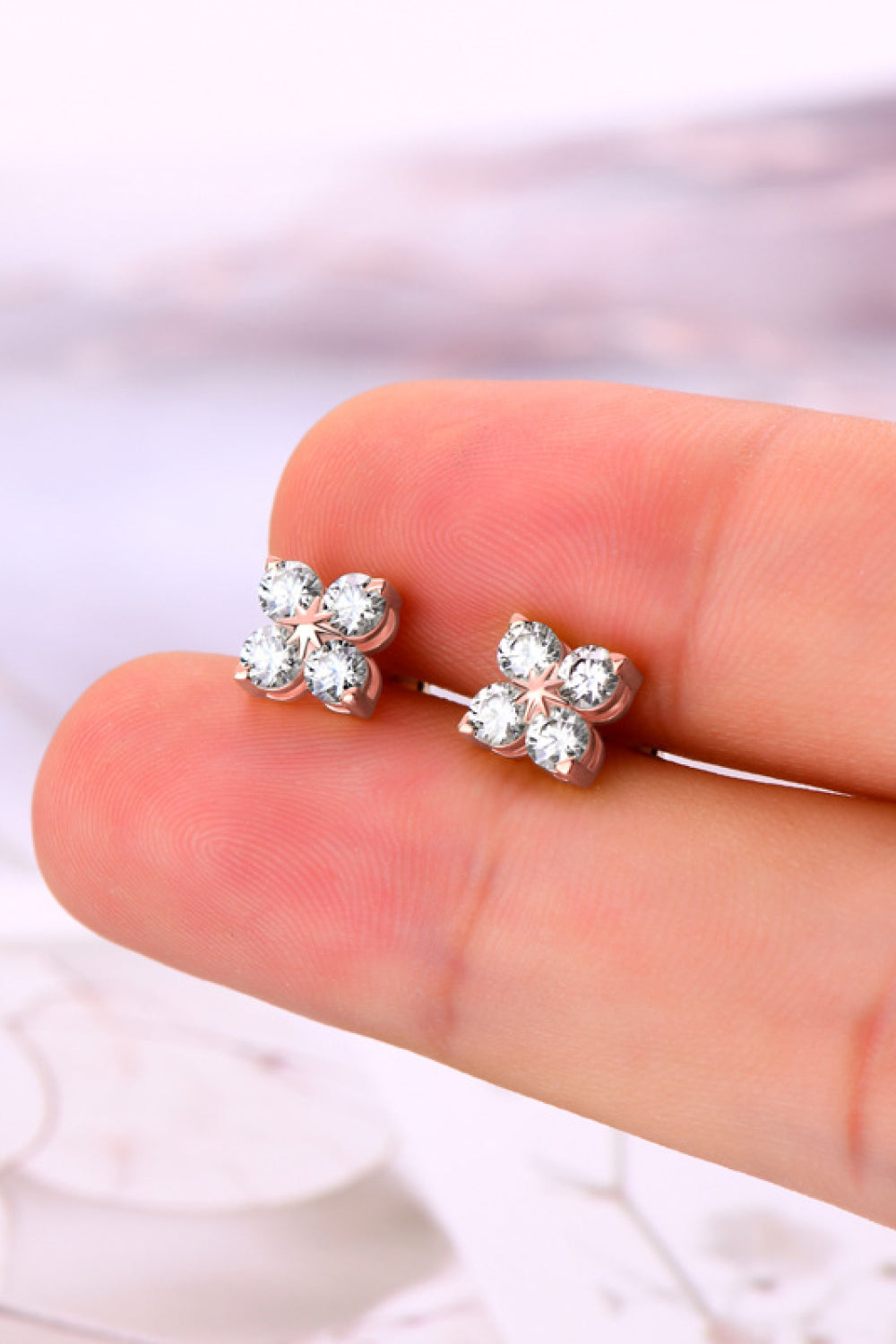 Moissanite 925 Sterling Silver Four-Leaf Clover Shape Earrings - ClozArt