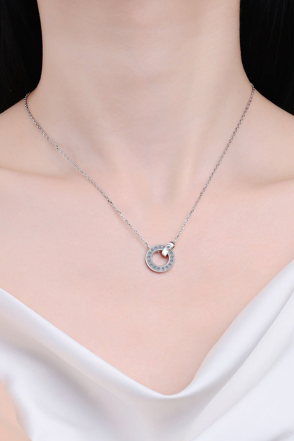 Moissanite Pendant Rhodium-Plated Necklace - ClozArt