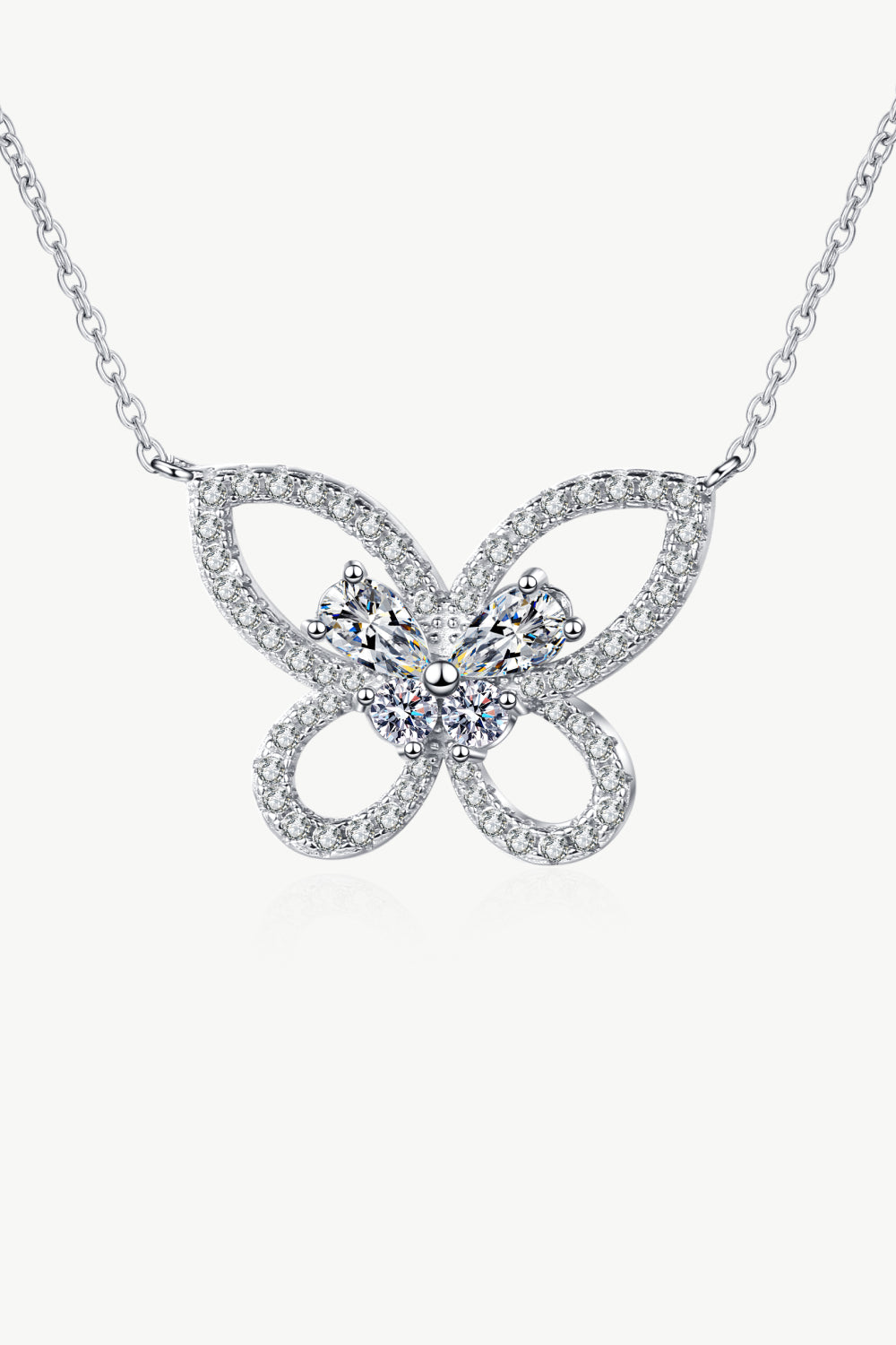 Moissanite Butterfly Pendant Necklace - ClozArt