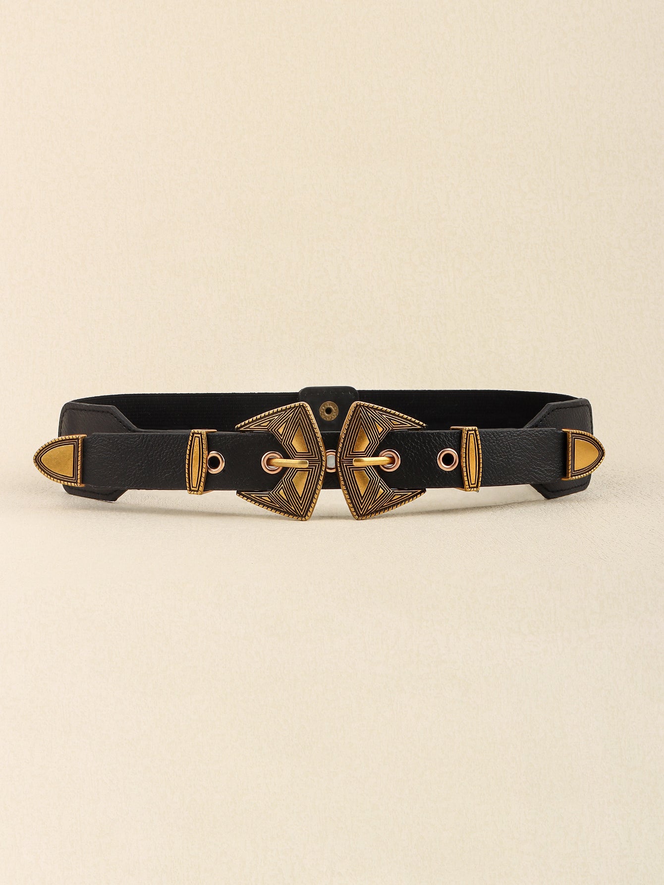 Double Buckle PU Leather Belt - ClozArt