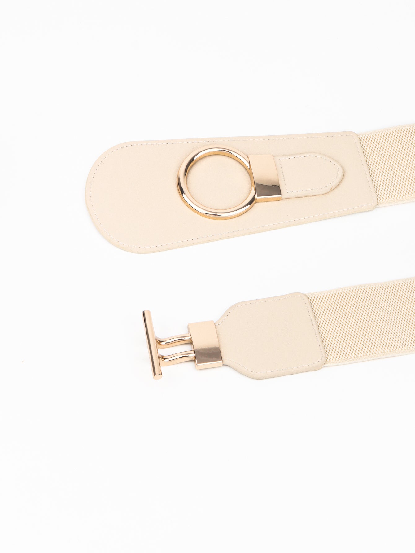 PU Elastic Wide Belt with Alloy Buckle - ClozArt