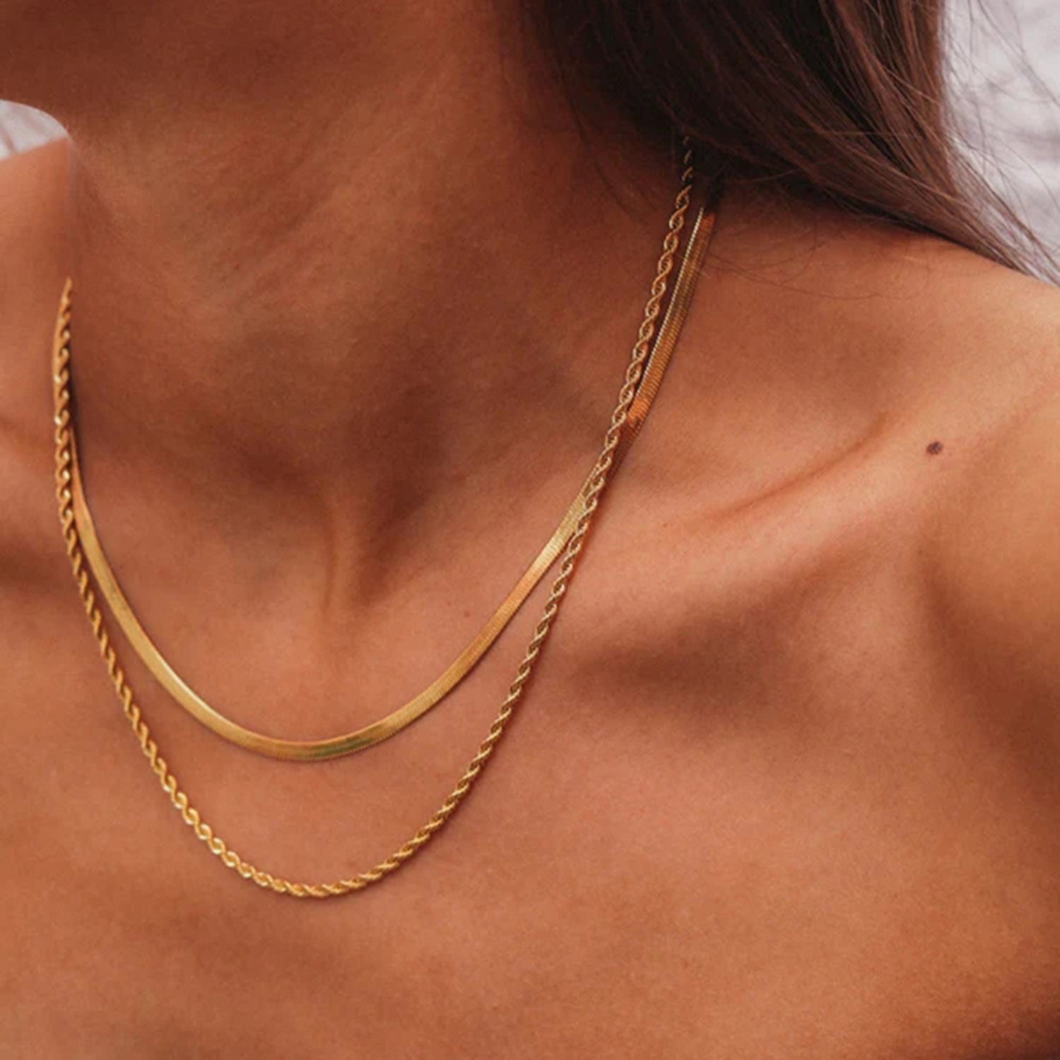 18K Gold-Plated Double-Layered Necklace - ClozArt