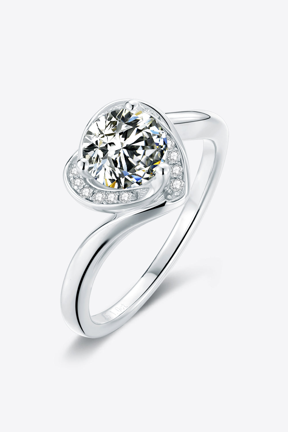 1 Carat Moissanite 925 Sterling Silver Heart Ring - ClozArt