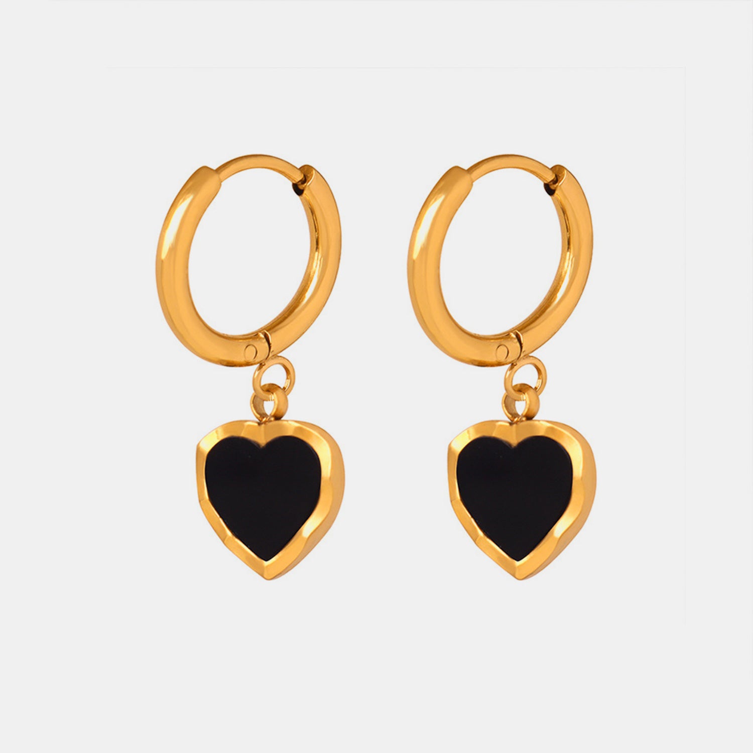 18K Gold-Plated Heart Drop Earrings - ClozArt