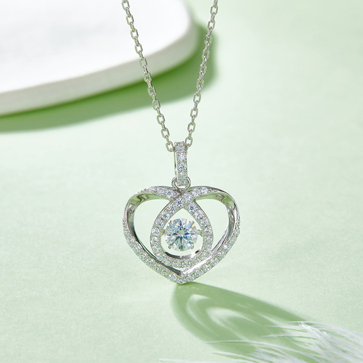 Moissanite 925 Sterling Silver Heart Shape Necklace - ClozArt