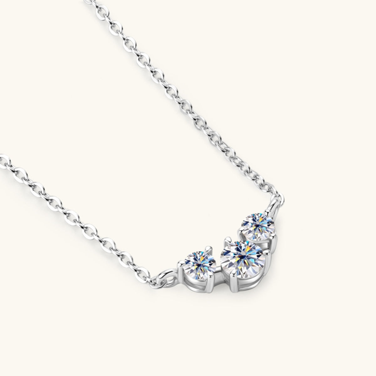 925 Sterling Silver Inlaid Moissanite Necklace - ClozArt