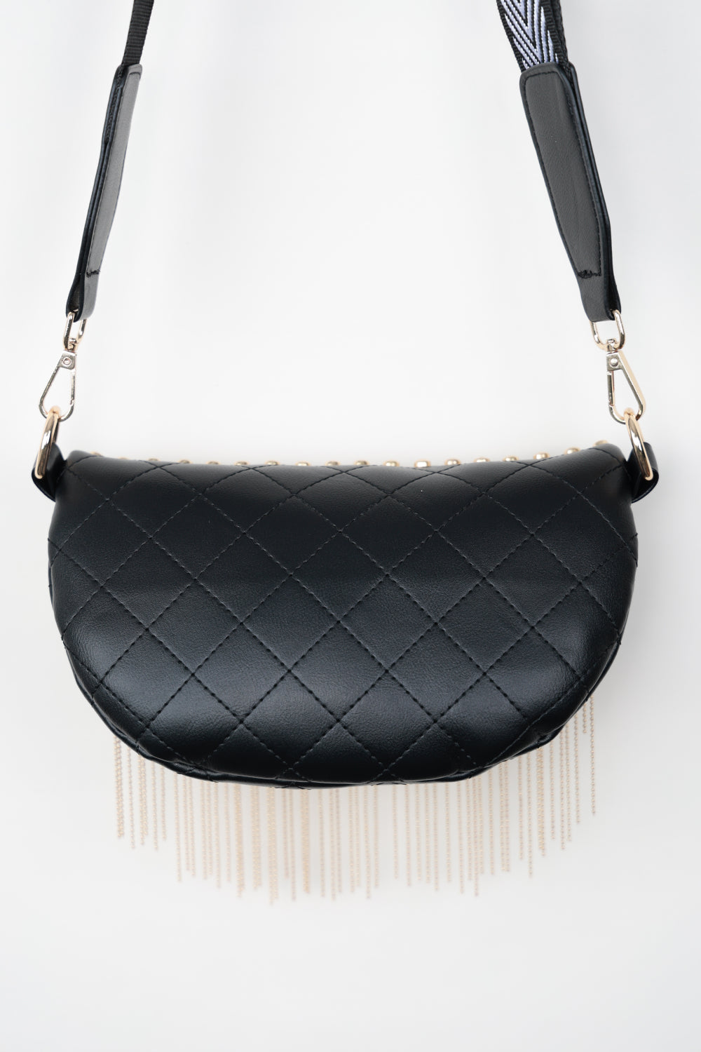 PU Leather Studded Sling Bag with Fringes - ClozArt