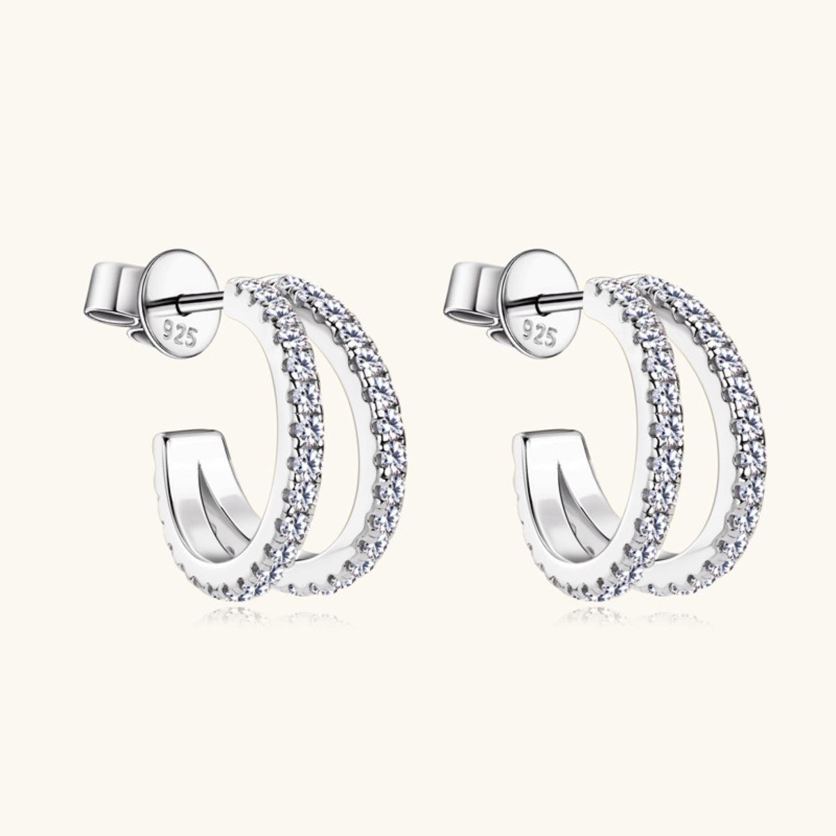 Moissanite 925 Sterling Silver C-Hoop Earrings - ClozArt