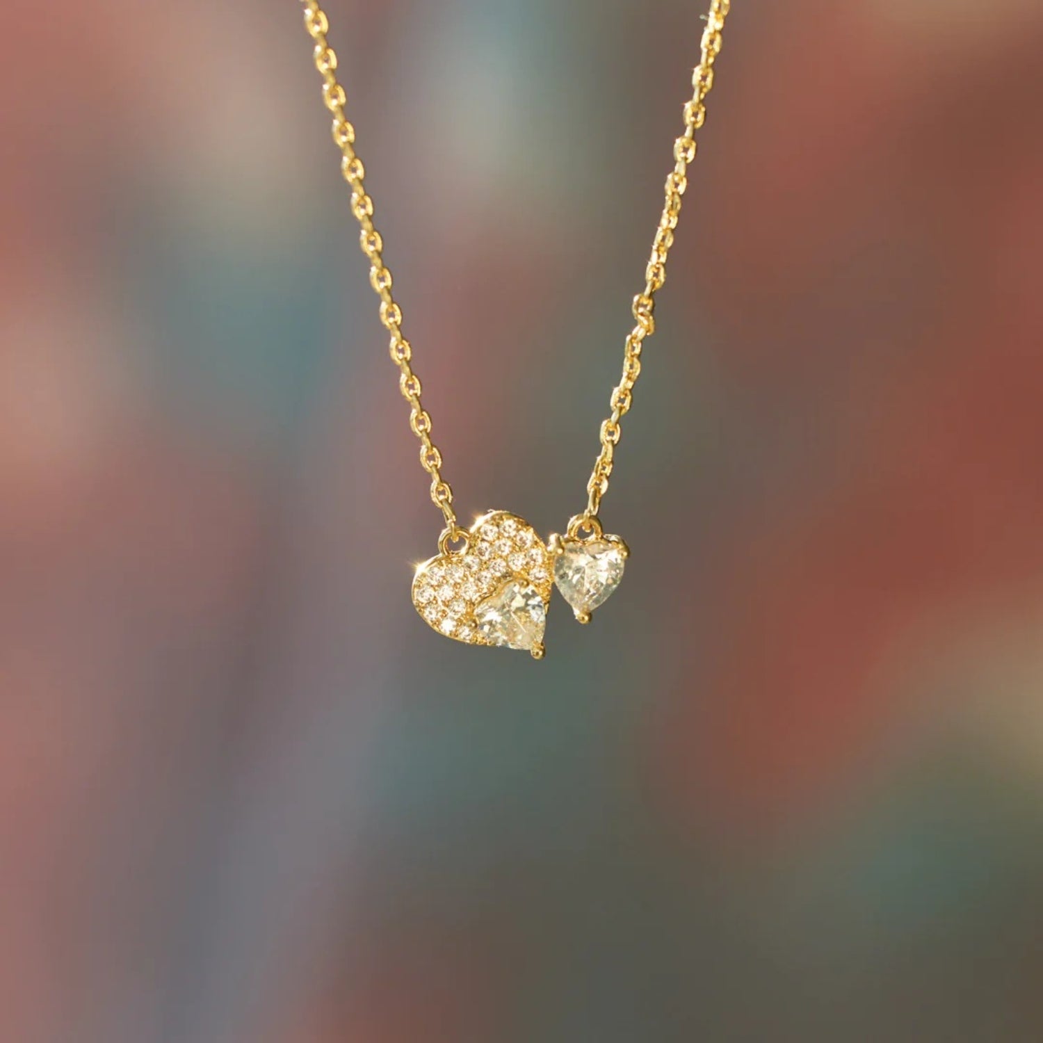 18K Gold-Plated 925 Sterling Silver Zircon Heart Necklace - ClozArt