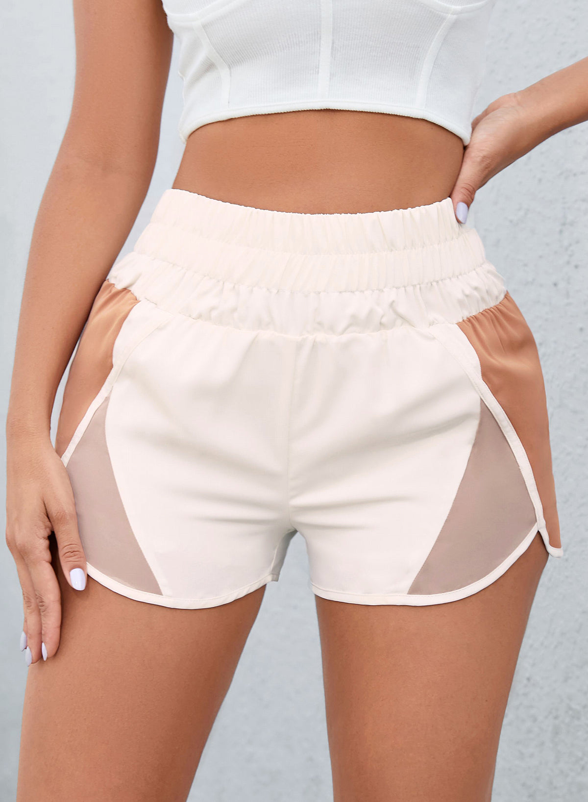 Color Block Wide Waistband Shorts - ClozArt