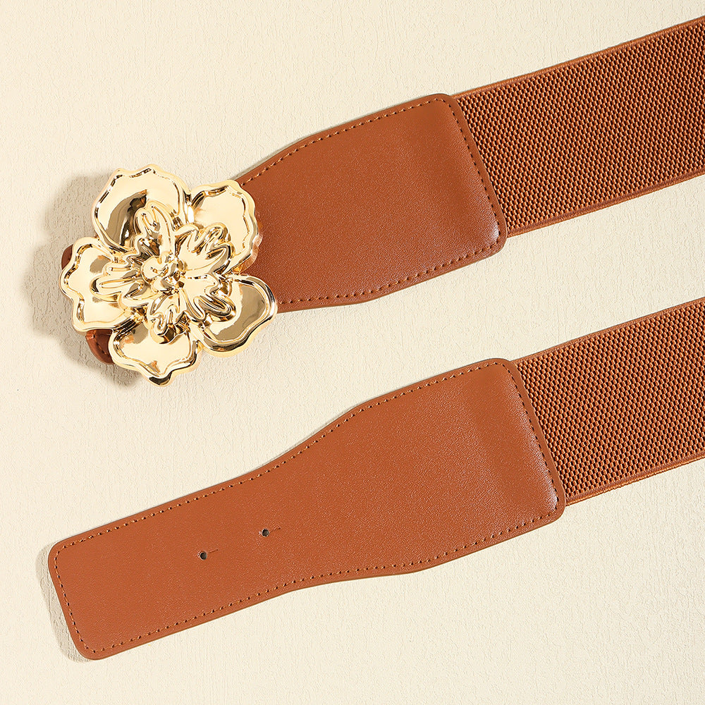 Flower Alloy Buckle Elastic Belt - ClozArt