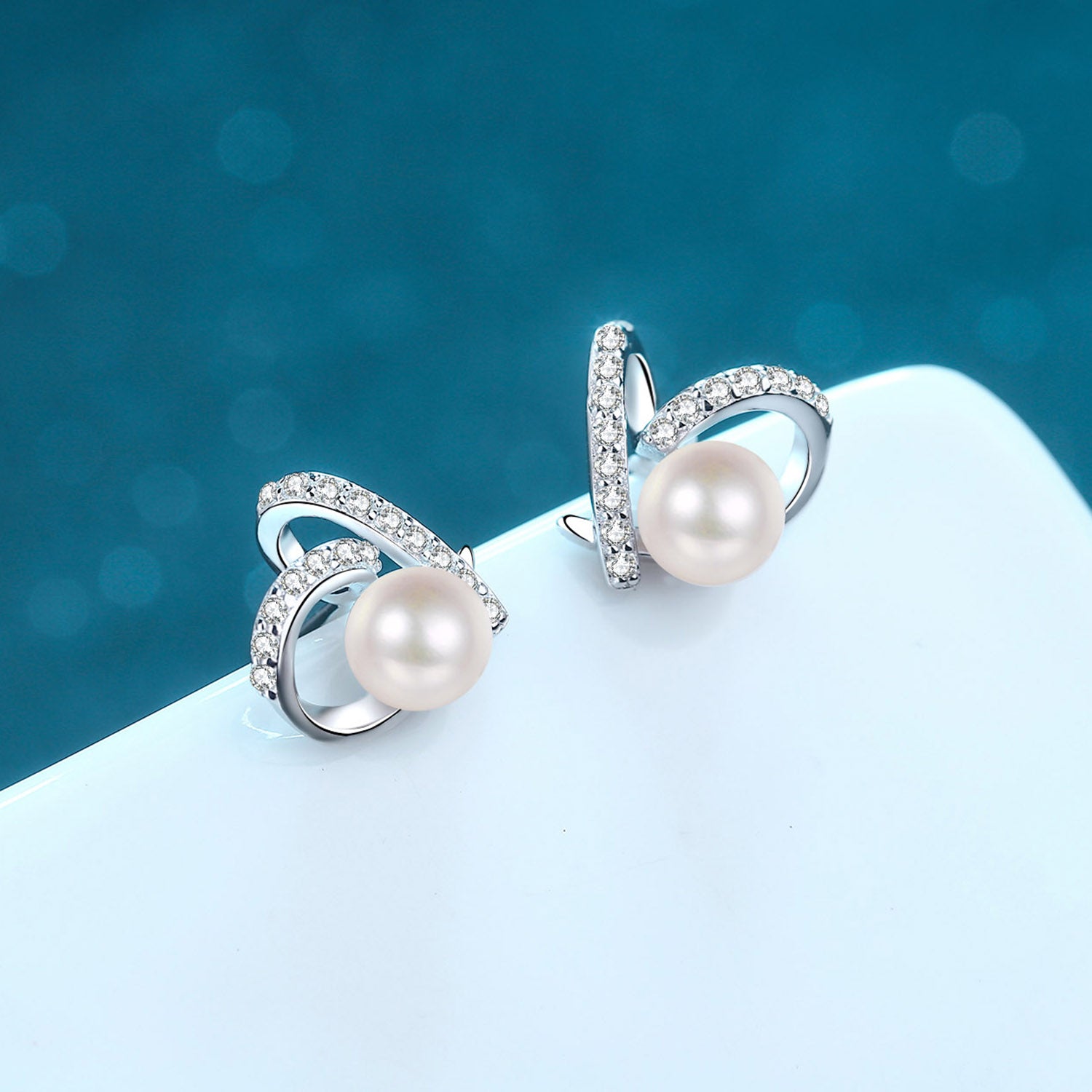 Pearl Moissanite 925 Sterling Silver Earrings - ClozArt