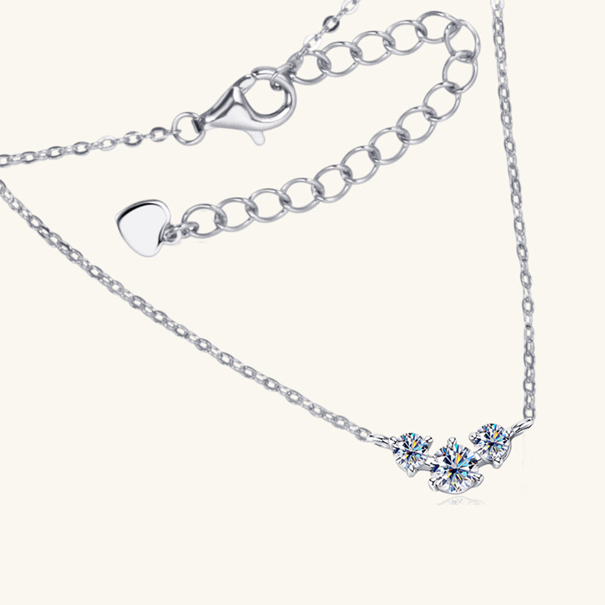 925 Sterling Silver Inlaid Moissanite Necklace - ClozArt