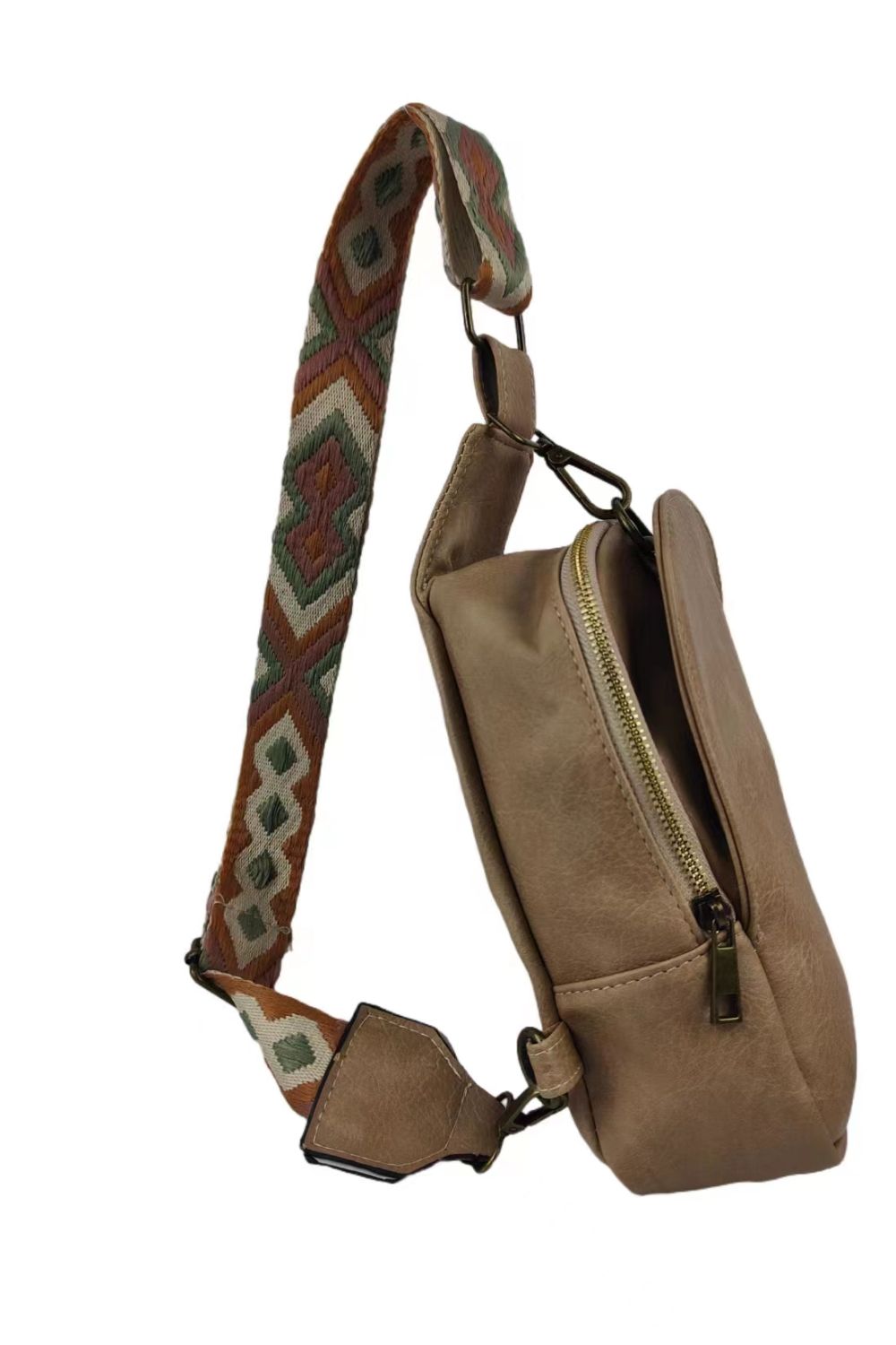 Random Pattern Adjustable Strap PU Leather Sling Bag - ClozArt