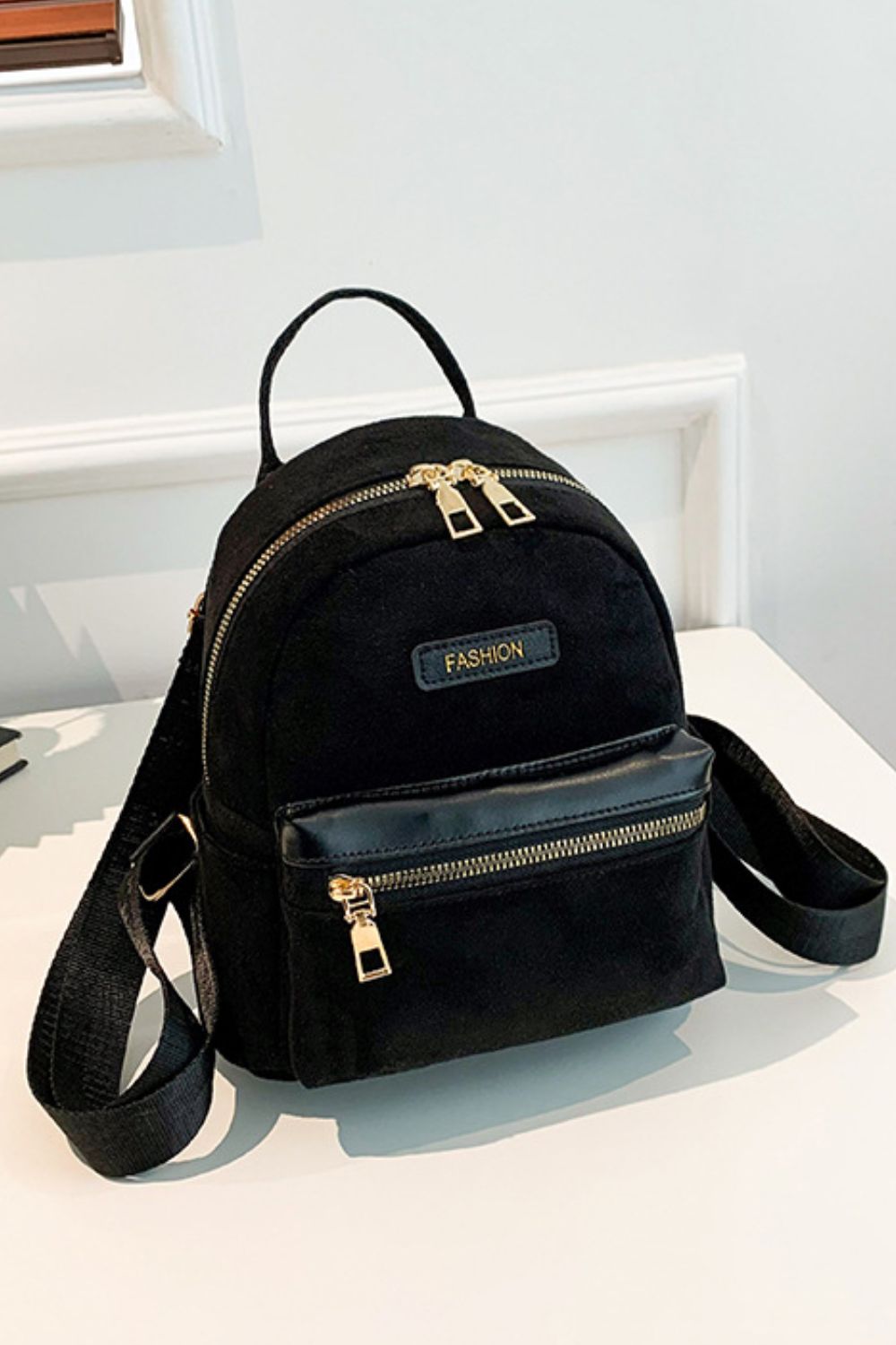 Suede Adjustable Strap Backpack Bag - ClozArt