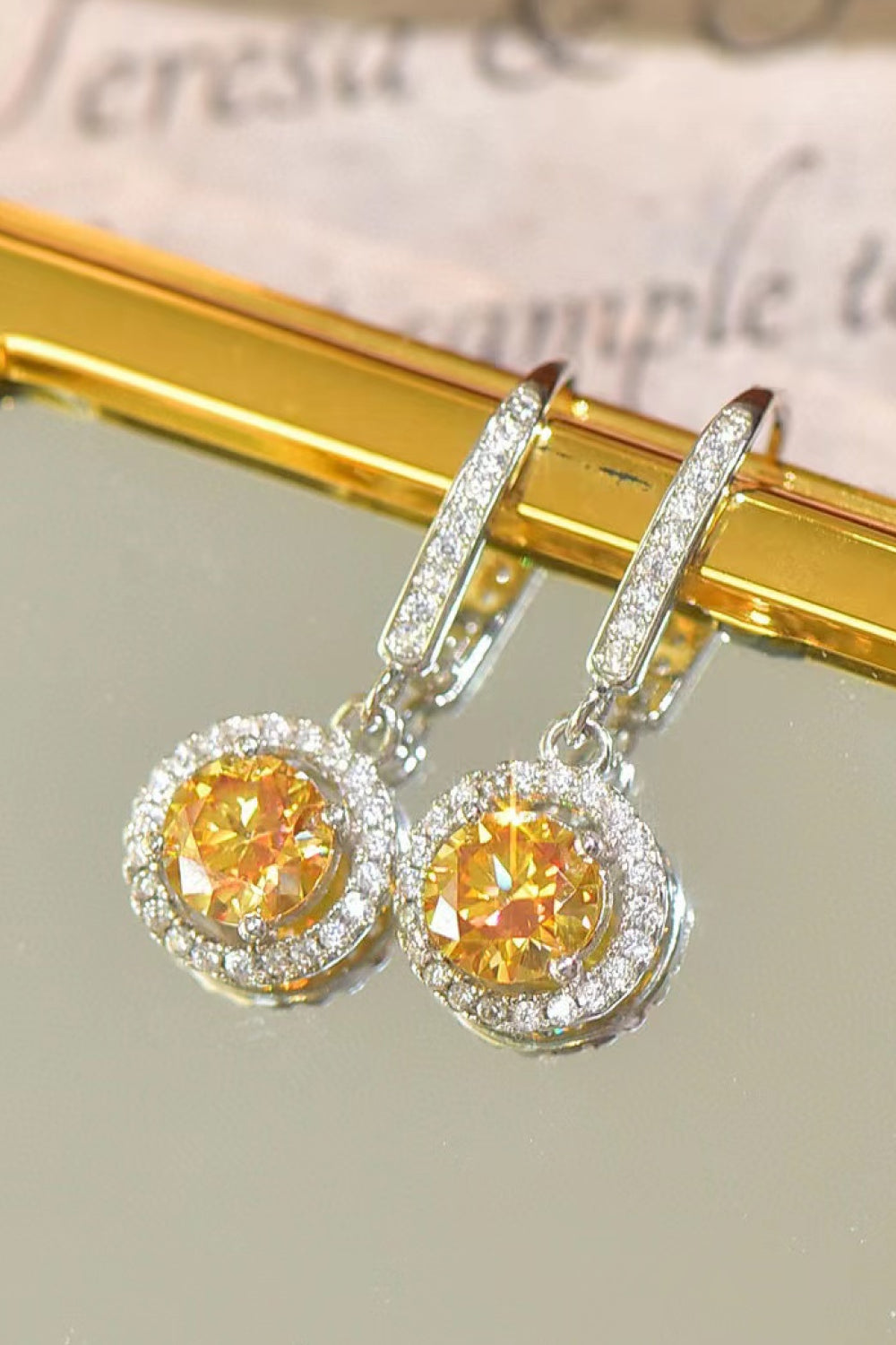 Platinum-Plated 2 Carat Moissanite Drop Earrings - ClozArt