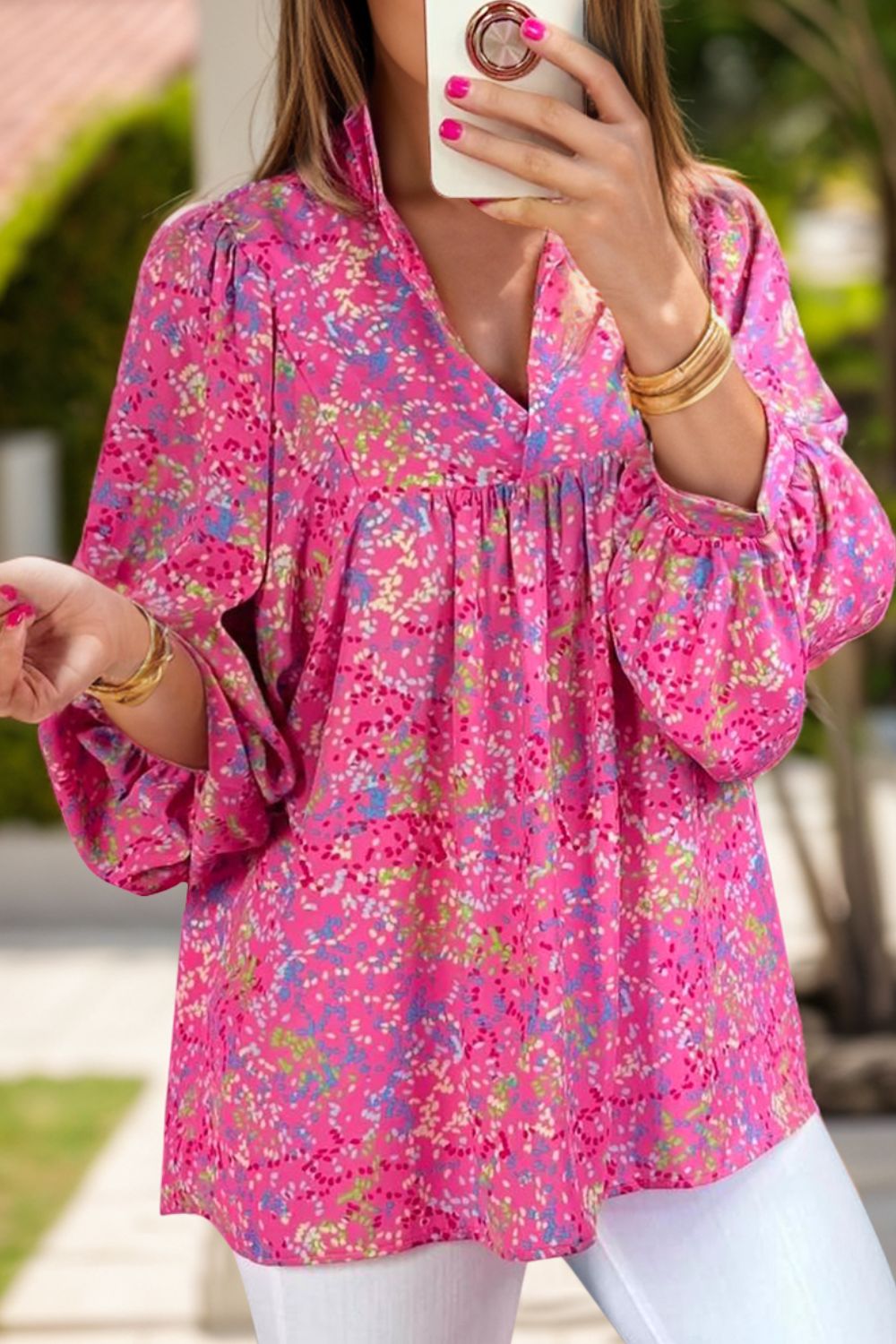 Printed Long Sleeve Blouse