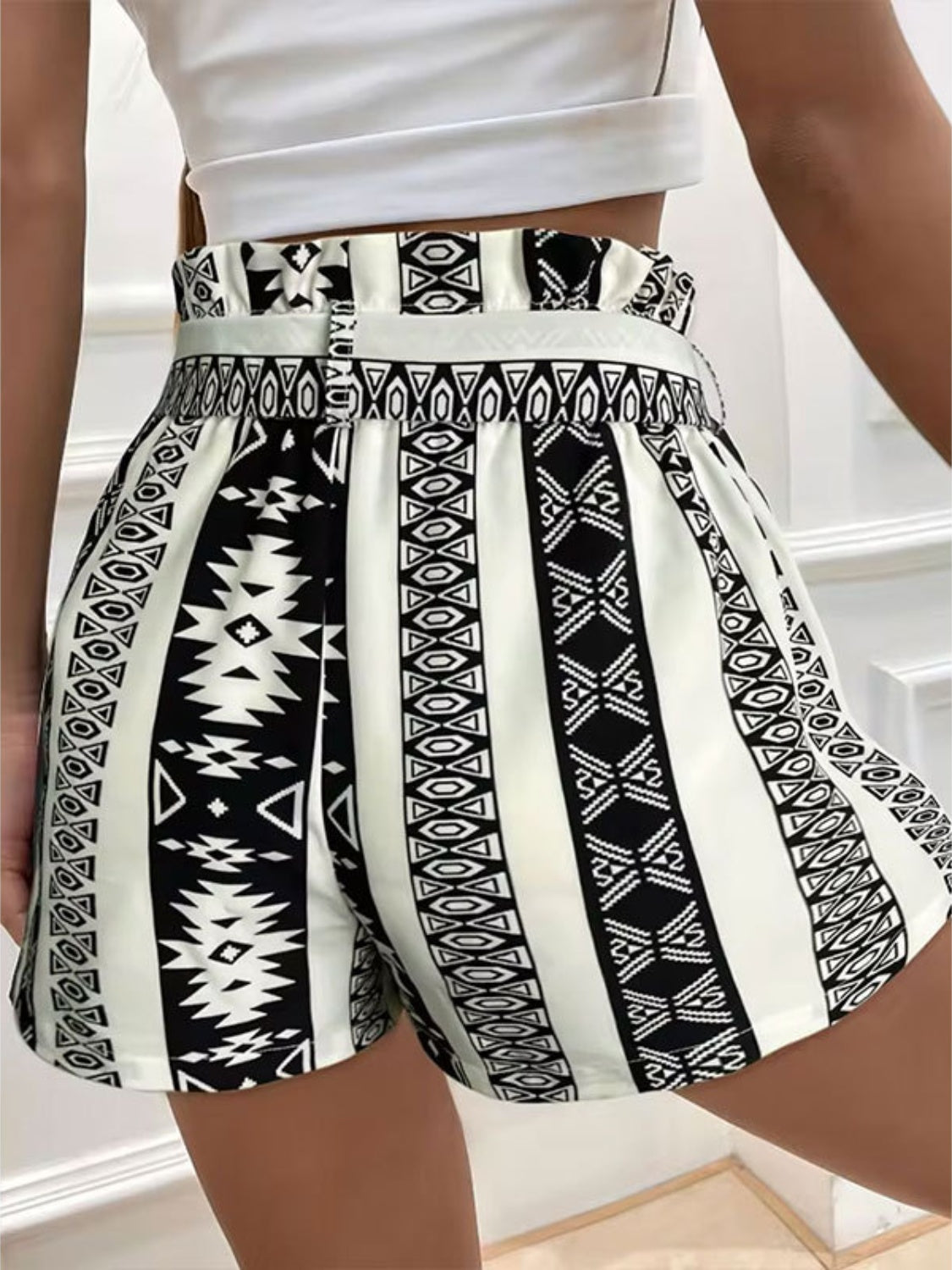 Tied Geometric Shorts - ClozArt