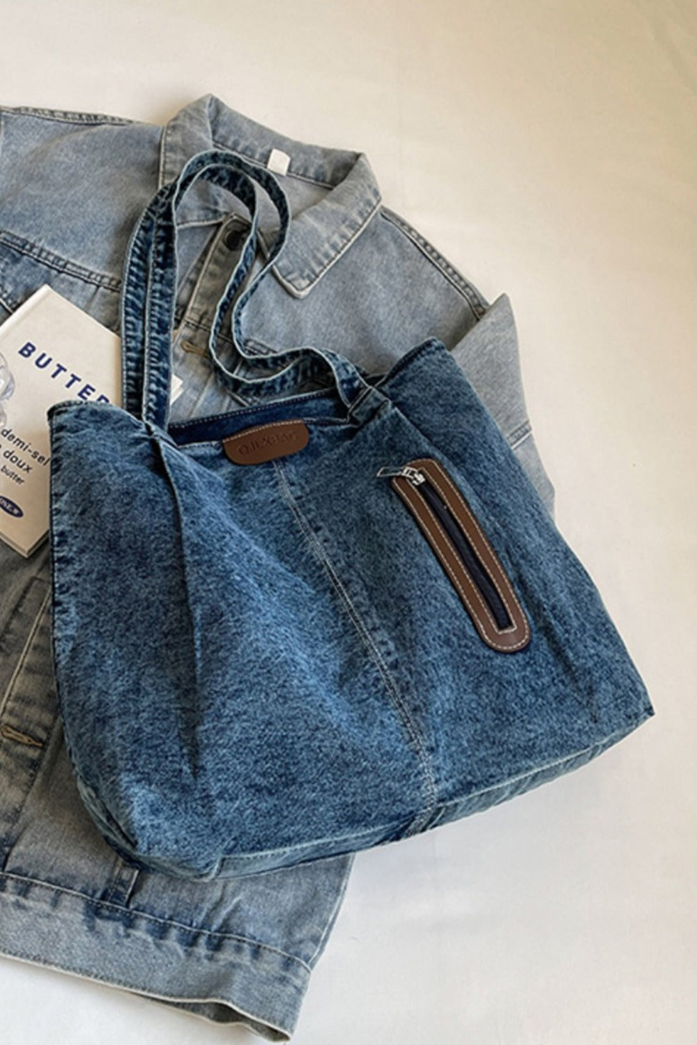 Medium Denim Tote Bag - ClozArt