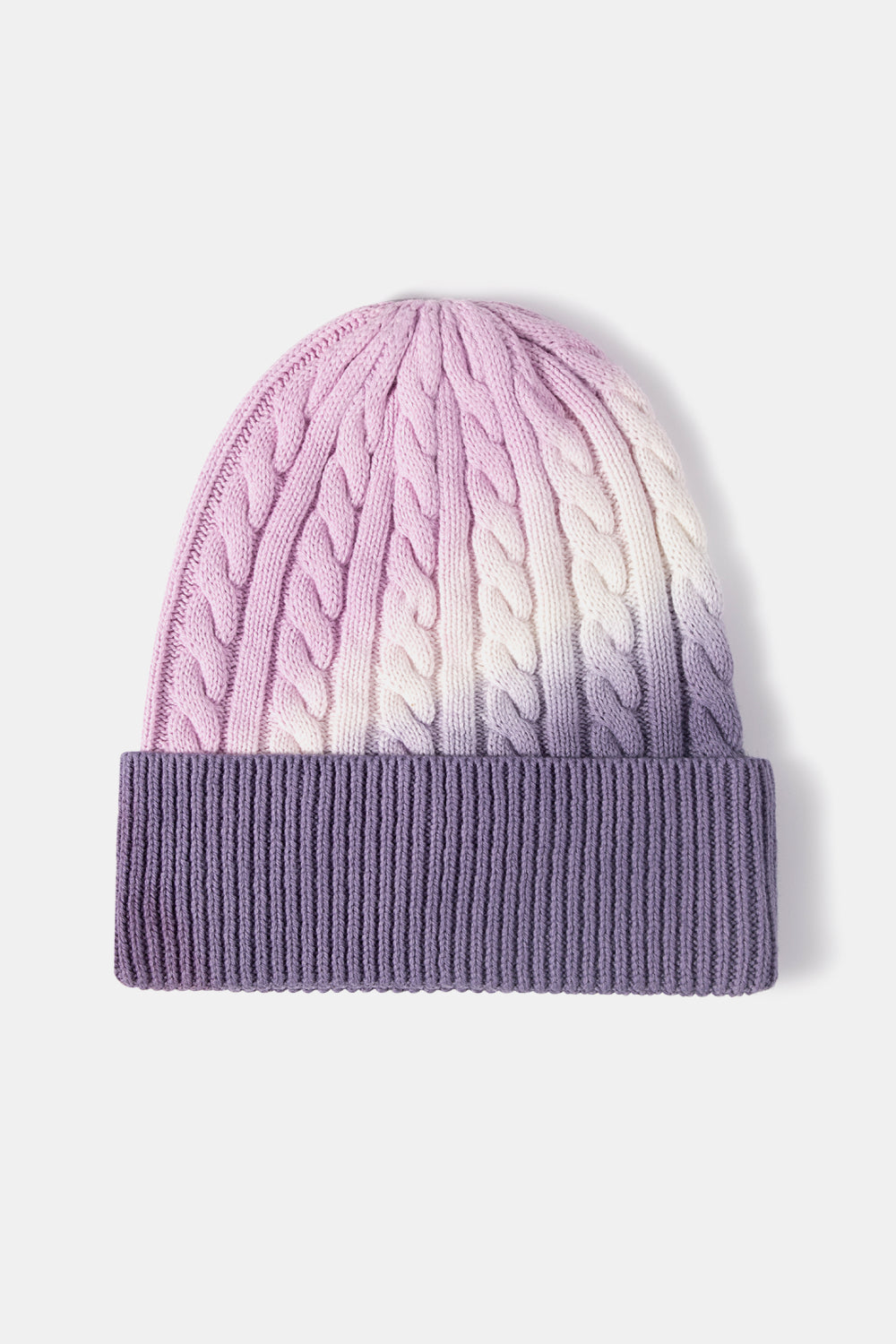 Contrast Tie-Dye Cable-Knit Cuffed Beanie - ClozArt