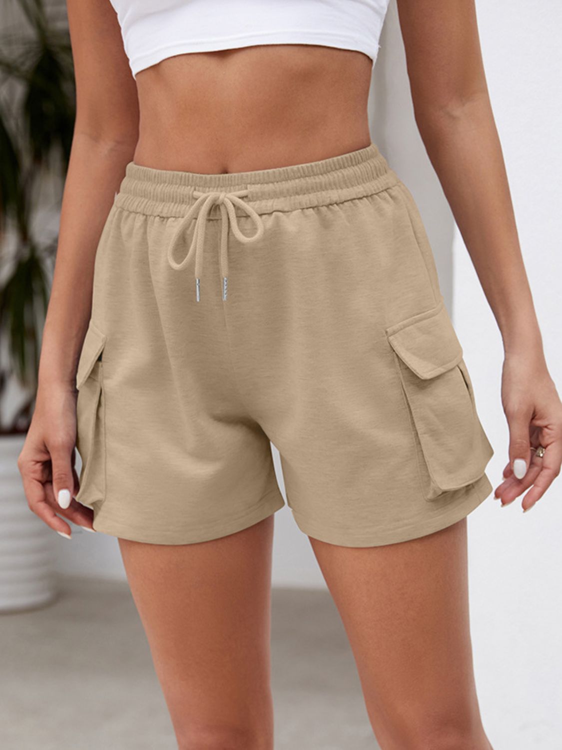 Drawstring Elastic Waist Shorts with Pockets - ClozArt