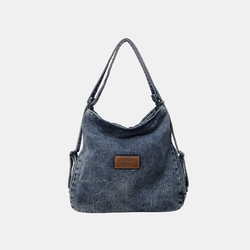 Adjustable Strap Denim Shoulder Bag - ClozArt