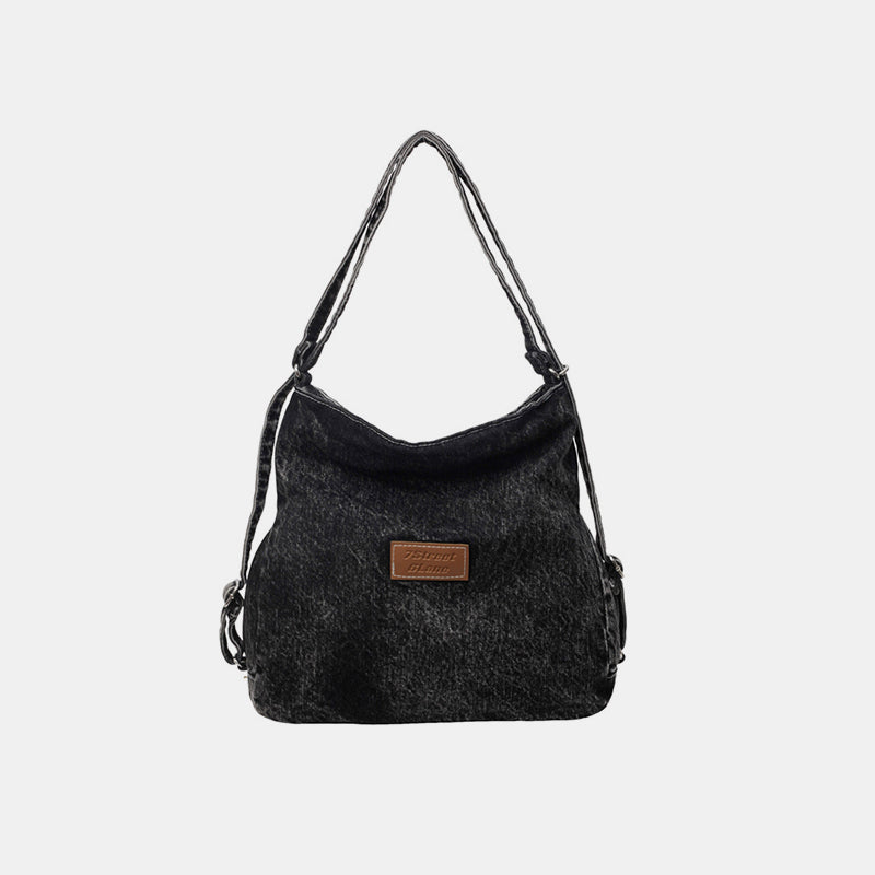 Adjustable Strap Denim Shoulder Bag - ClozArt