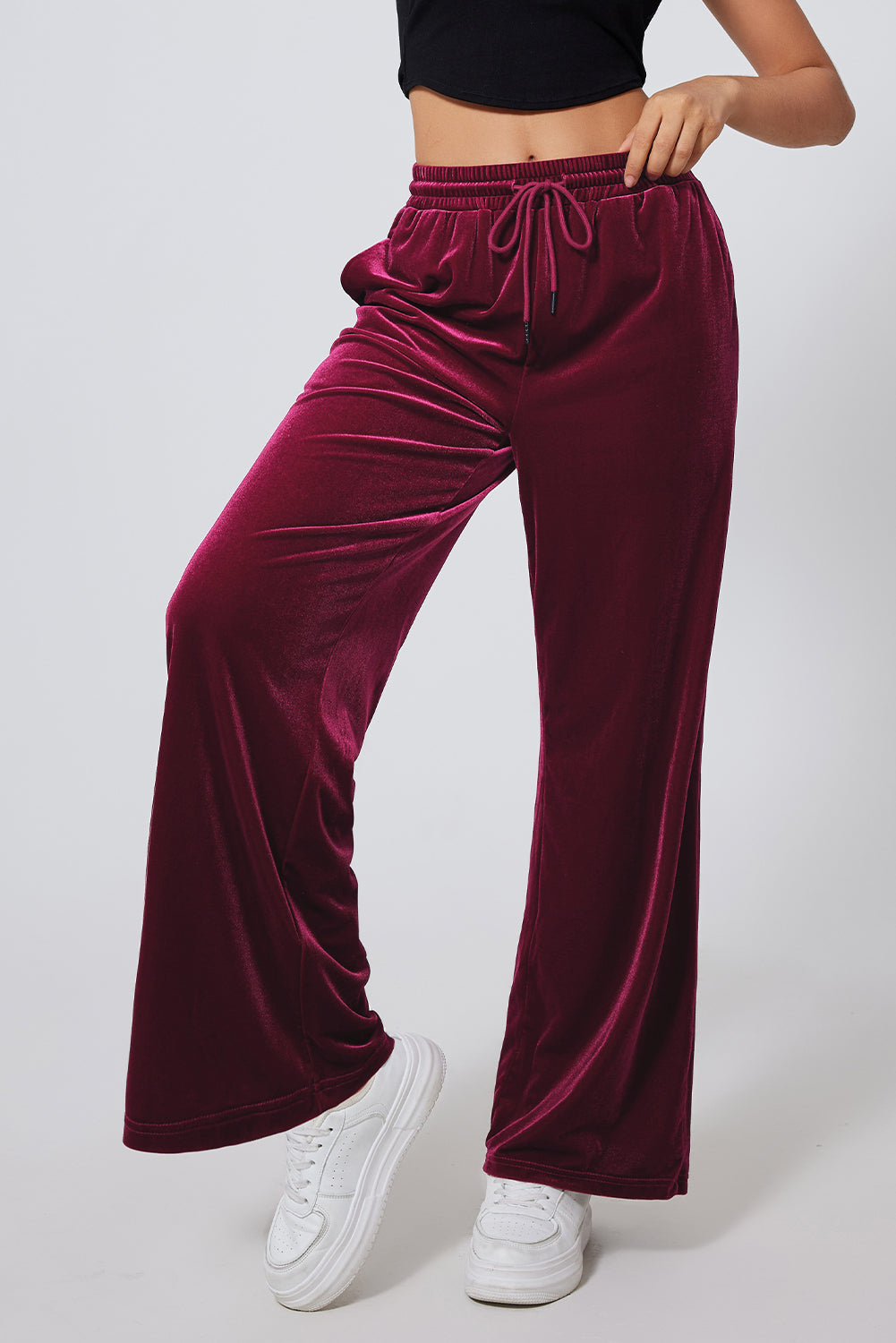 Drawstring Wide Leg Active Pants - ClozArt