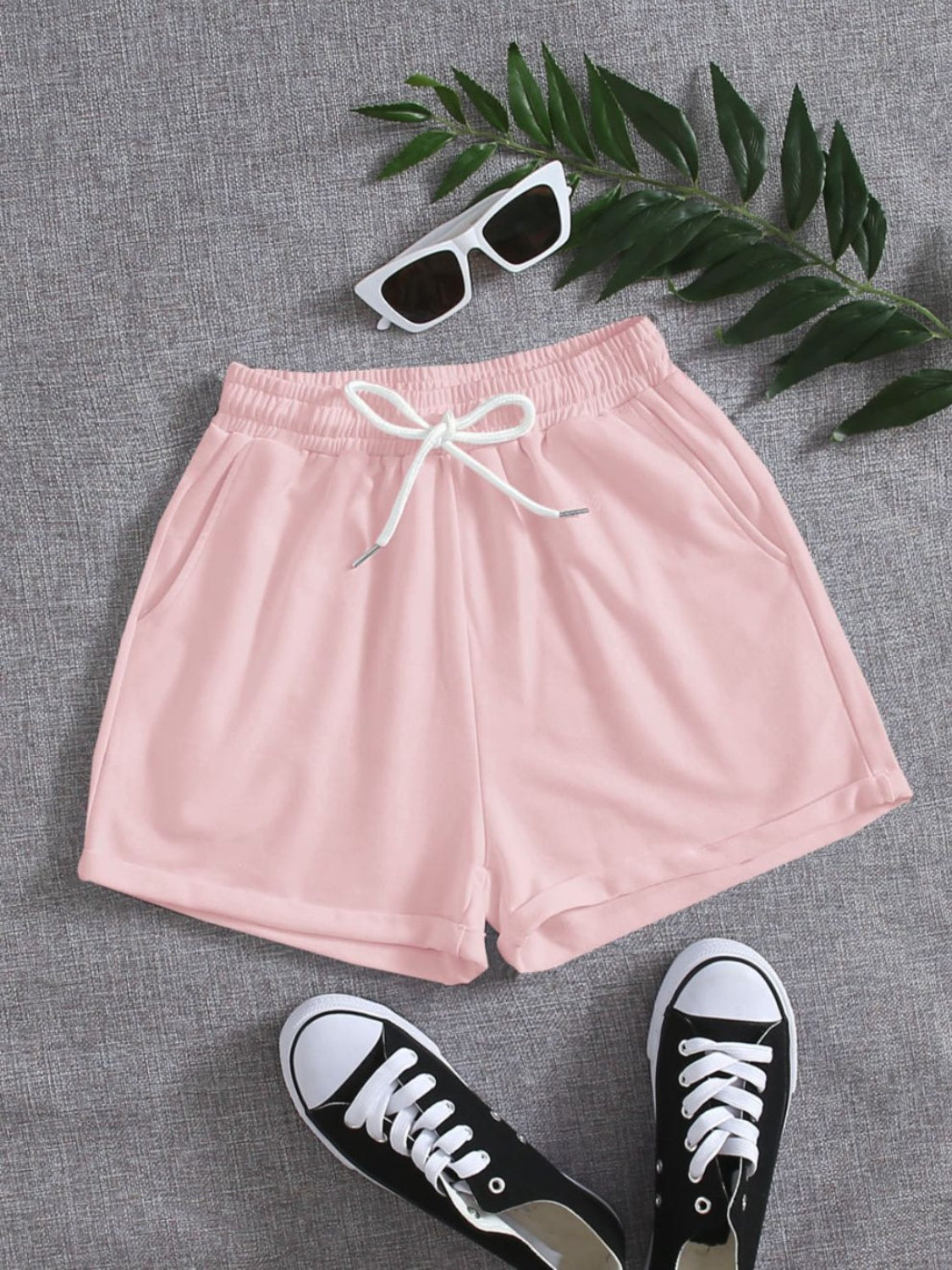 Drawstring Pocketed Elastic Waist Shorts - ClozArt