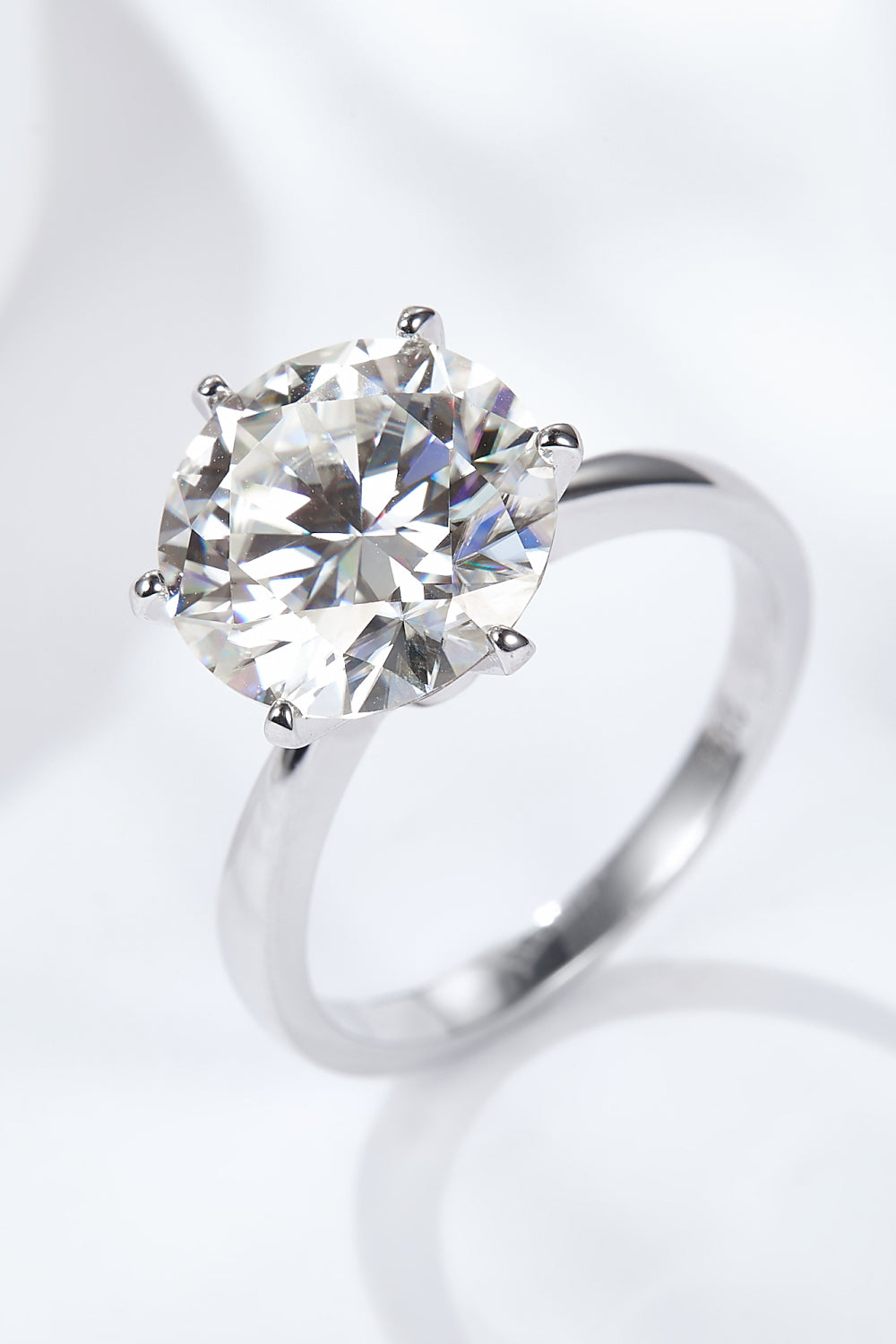 Platinum-Plated 5 Carat  Moissanite Solitaire Ring - ClozArt